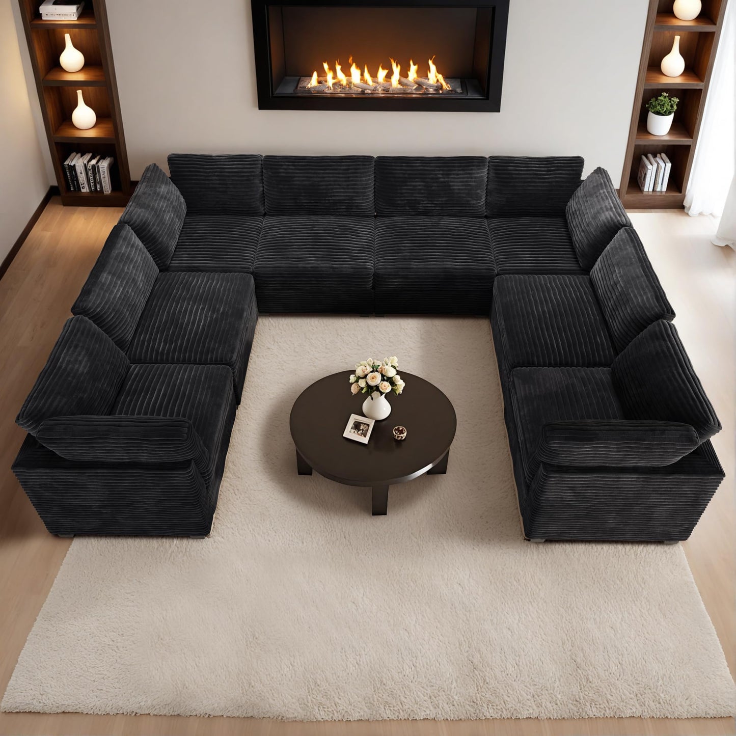 HOOOWOOO Modular Sectional Sofa,5 Pieces Sectional Couches for Living Room,98X98 L Shaped Cloud Couch Set(Grey Velvet Corduroy)