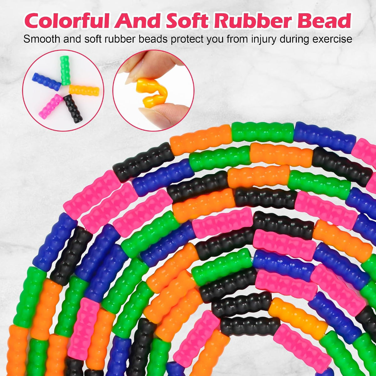 Coolrunner 16 FT Long Jump Rope(4 PACK), Double Dutch Jump Ropes Soft Beaded Skipping for Kids Adults Plastic Segmented Long Enough for 4-5 Jumpers