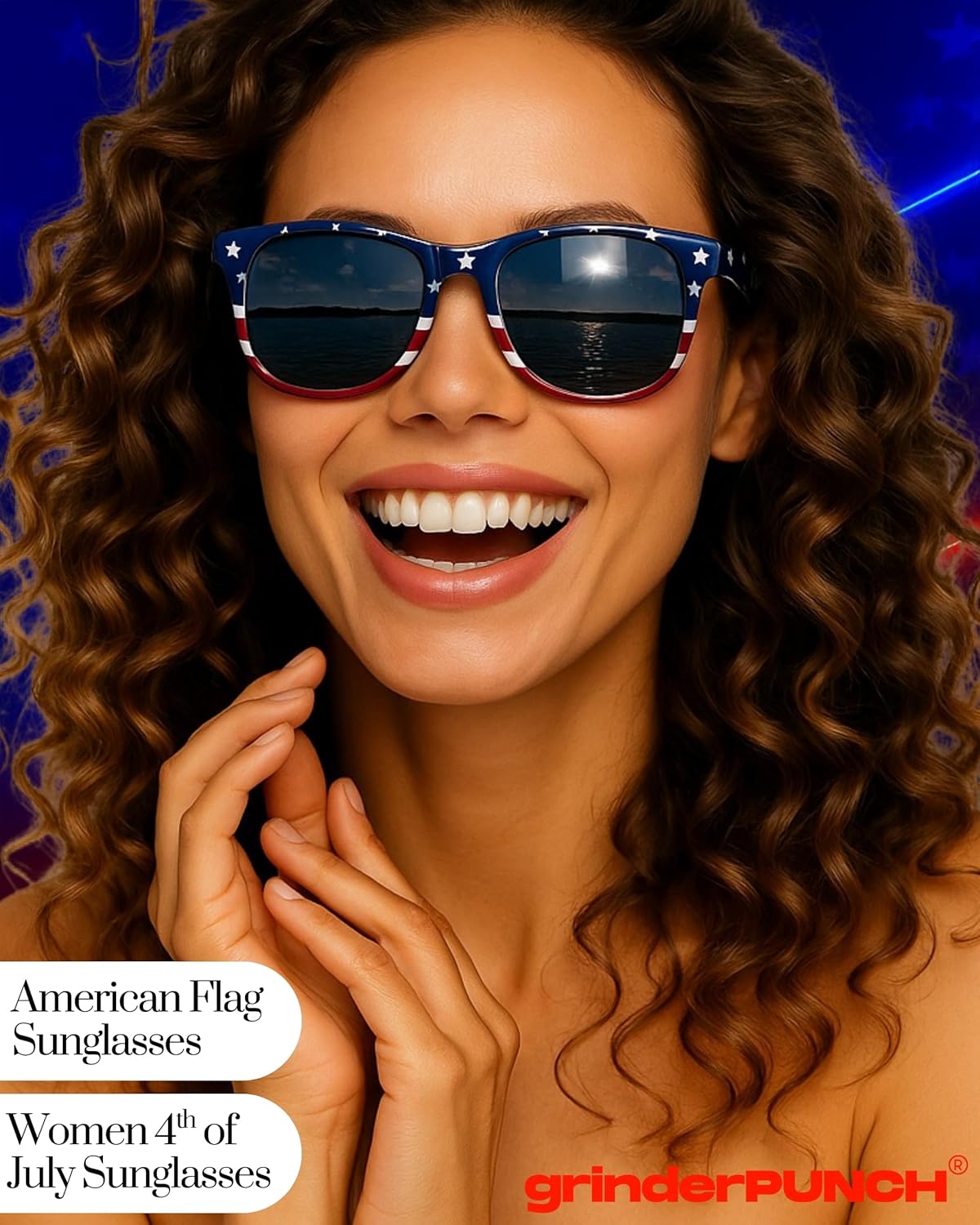 grinderPUNCH 2 Pairs Bulk American Sunglasses USA Flag Classic Patriot
