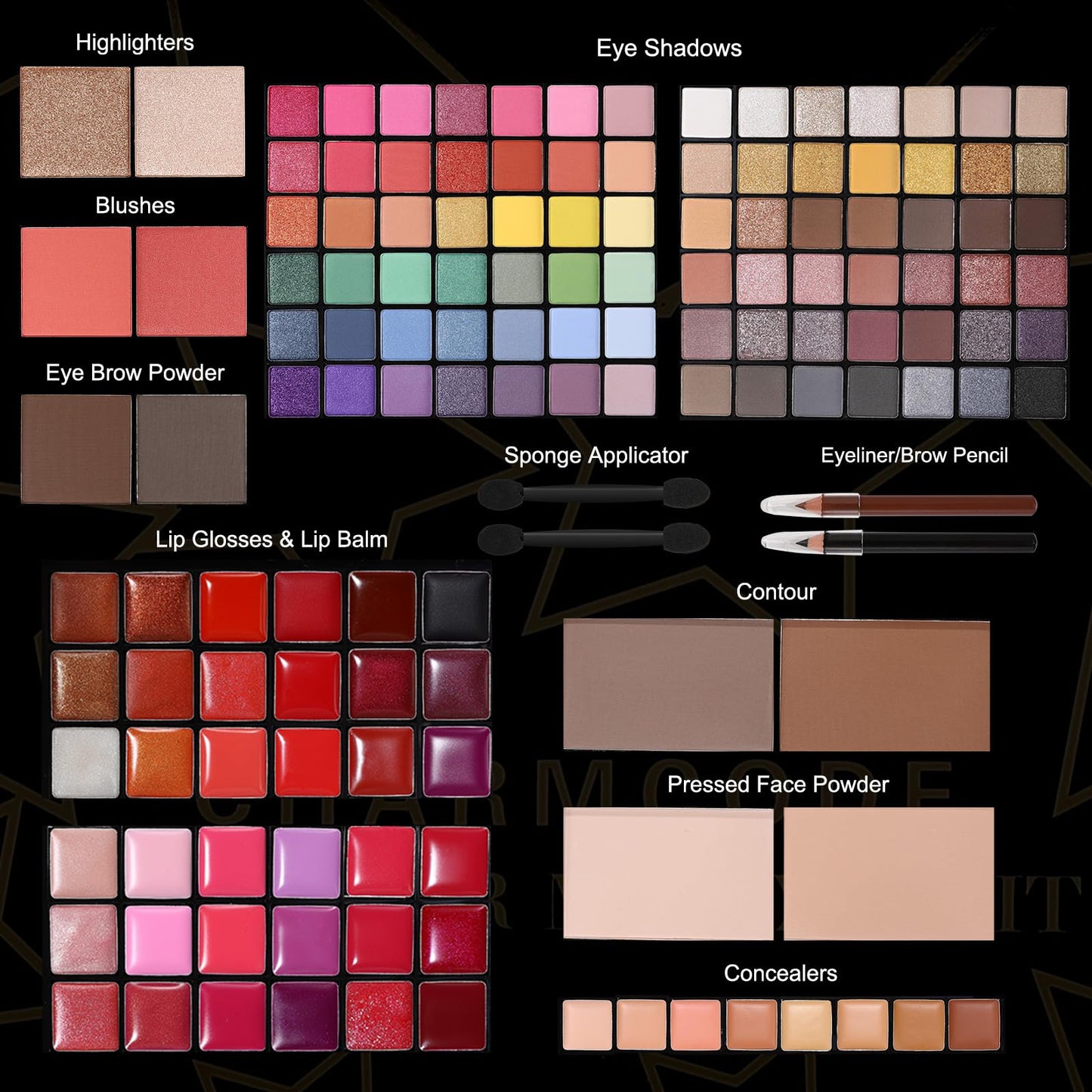 Professional All in One Makeup Kit for Women Full Kit,186 Colors Make Up Palette Valentine's Gift Set, Including Eyeshadow,Lip Gloss,Concealer,Highlighter,Contour,Brow Powder,Mascara,Blush & Brush