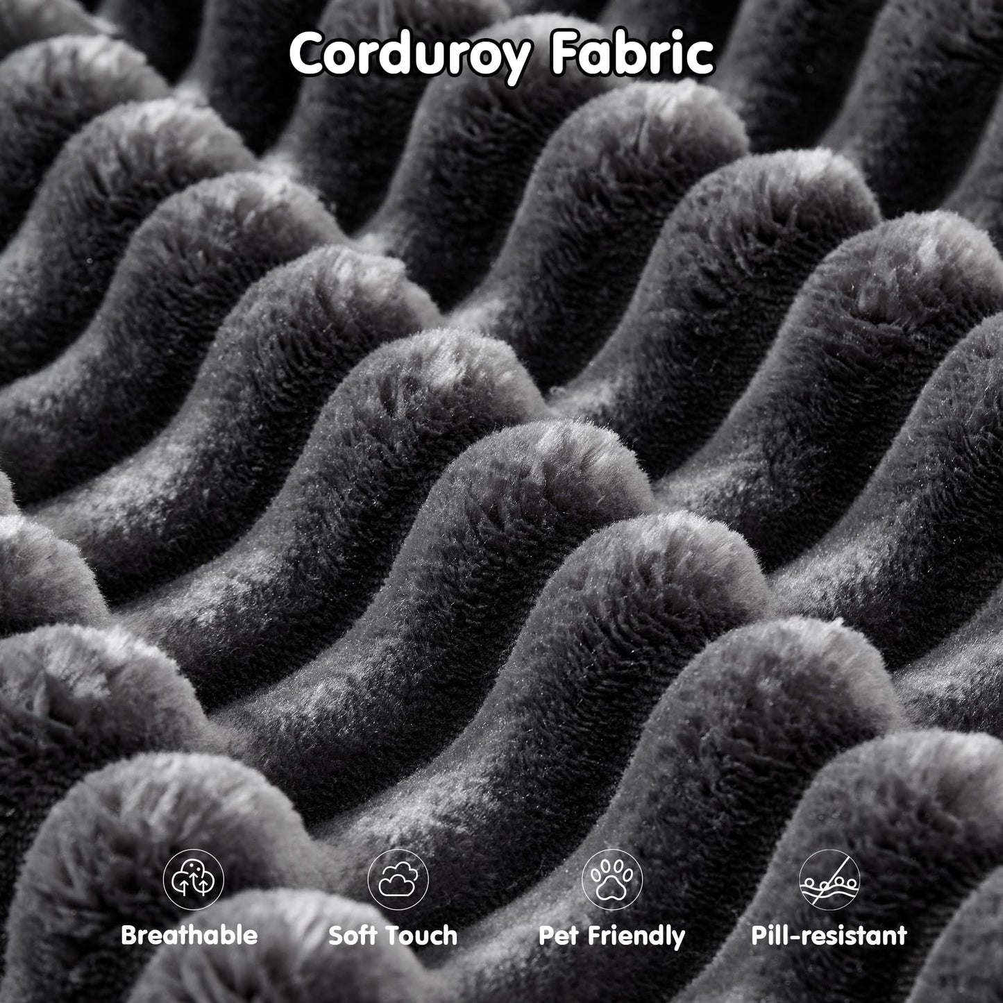 ovios 104" Cloud Sectional Couch with L-Shape Chaise,Modern Modular Sofa with Deep Seat, Upholstered Couches for Living Room Bedroom,No Assembly Required, Black (Corduroy Fabric)