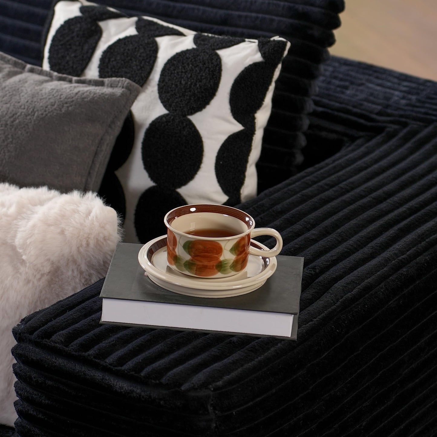 ovios 104" Cloud Sectional Couch with L-Shape Chaise,Modern Modular Sofa with Deep Seat, Upholstered Couches for Living Room Bedroom,No Assembly Required, Black (Corduroy Fabric)