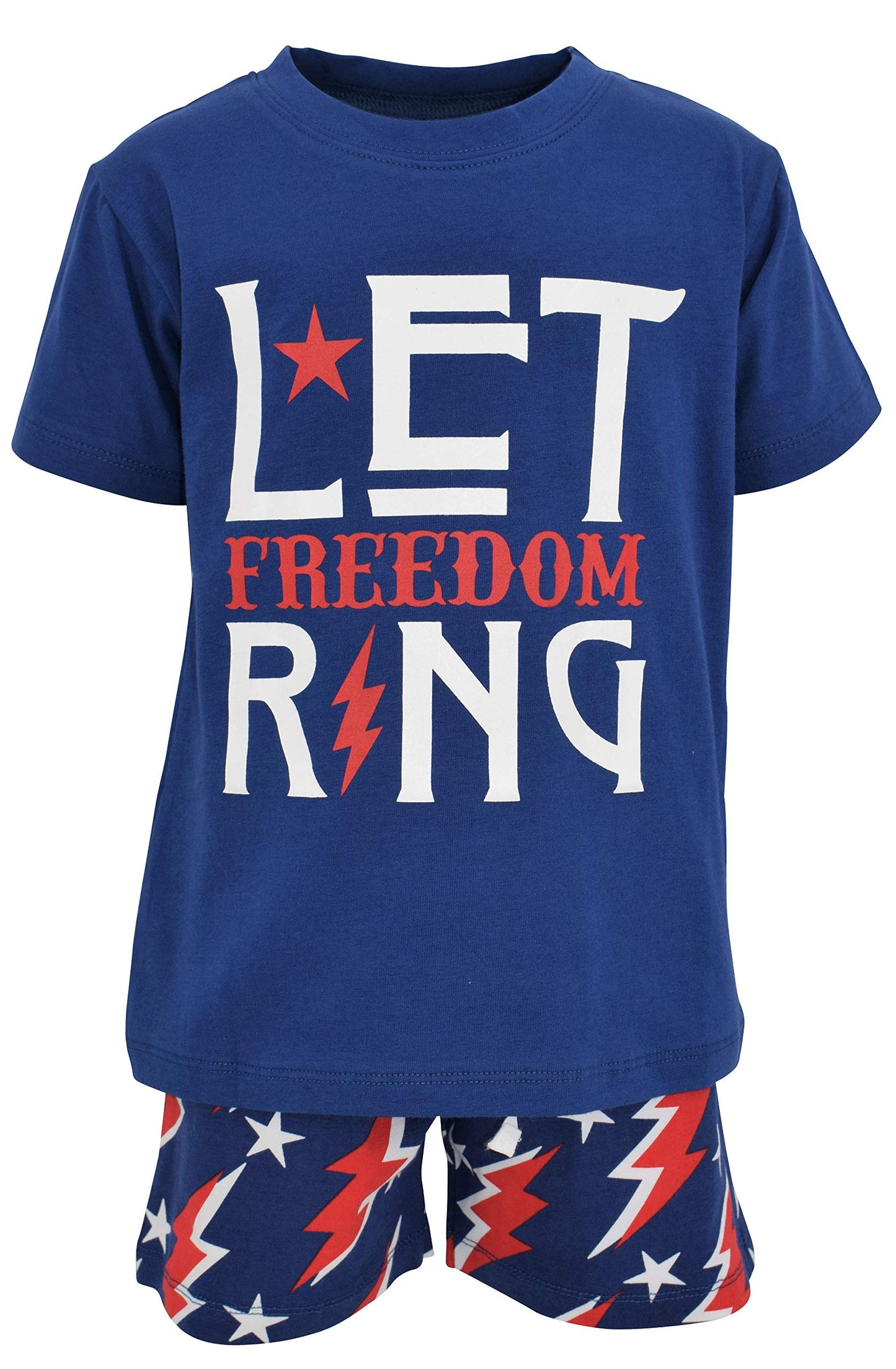 Boys 2pc Shorts Set Outfit Short Sleeve Shirt with Bold Applique Print and Shorts