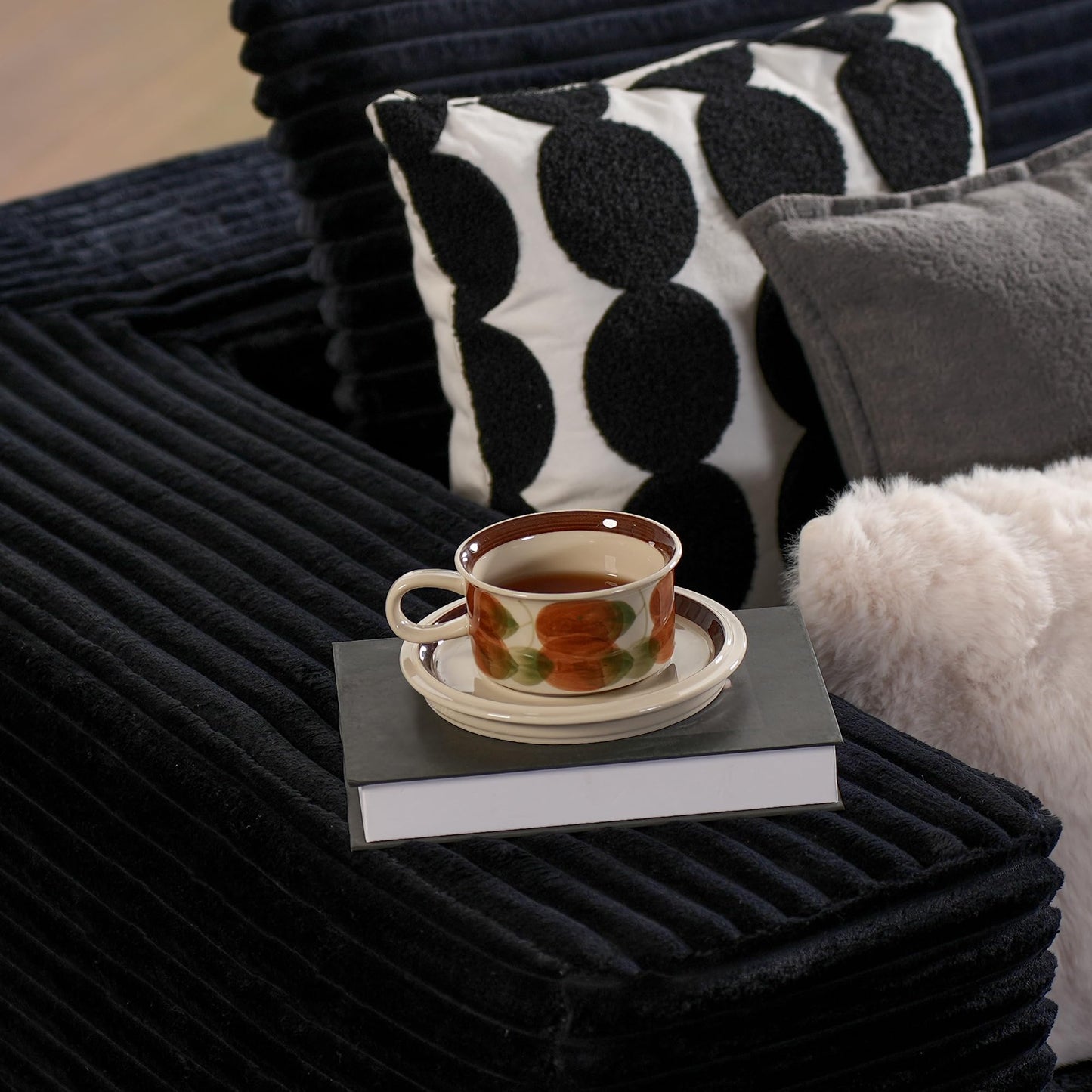 ovios 104" Cloud Sectional Couch with L-Shape Chaise,Modern Modular Sofa with Deep Seat, Upholstered Couches for Living Room Bedroom,No Assembly Required, Black (Corduroy Fabric)