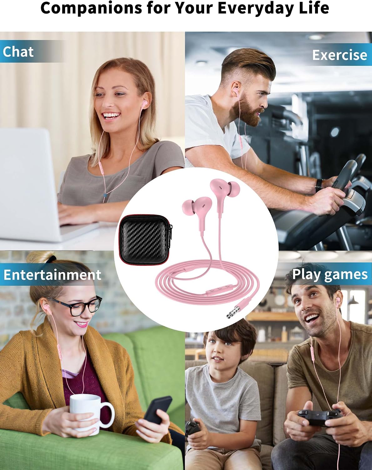 3.5mm Wired Earbuds with Mic for MacBook/Chormebook PC,Magnetic In Ear Buds