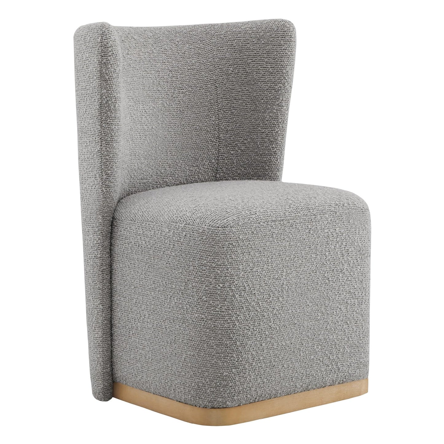 CHITA Upholstered Rolling Dining Chair on Casters Set of 4, FSC Certified Modern Fabric Dining Chair with Casters, Boucle Dining Chairs for Reading Room Waiting Room Kitchen Dining Room, Oatmeal