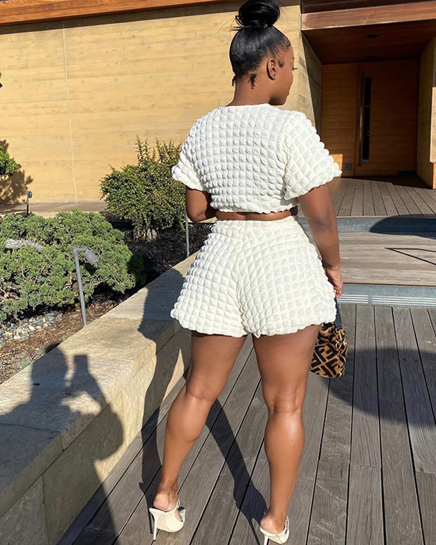 Doweha Womens Two Piece Short Sets for Summer Cute 2 Piece Outfits 2026 Casual Short Sleeve Crop Top And Shorts Matching Sets