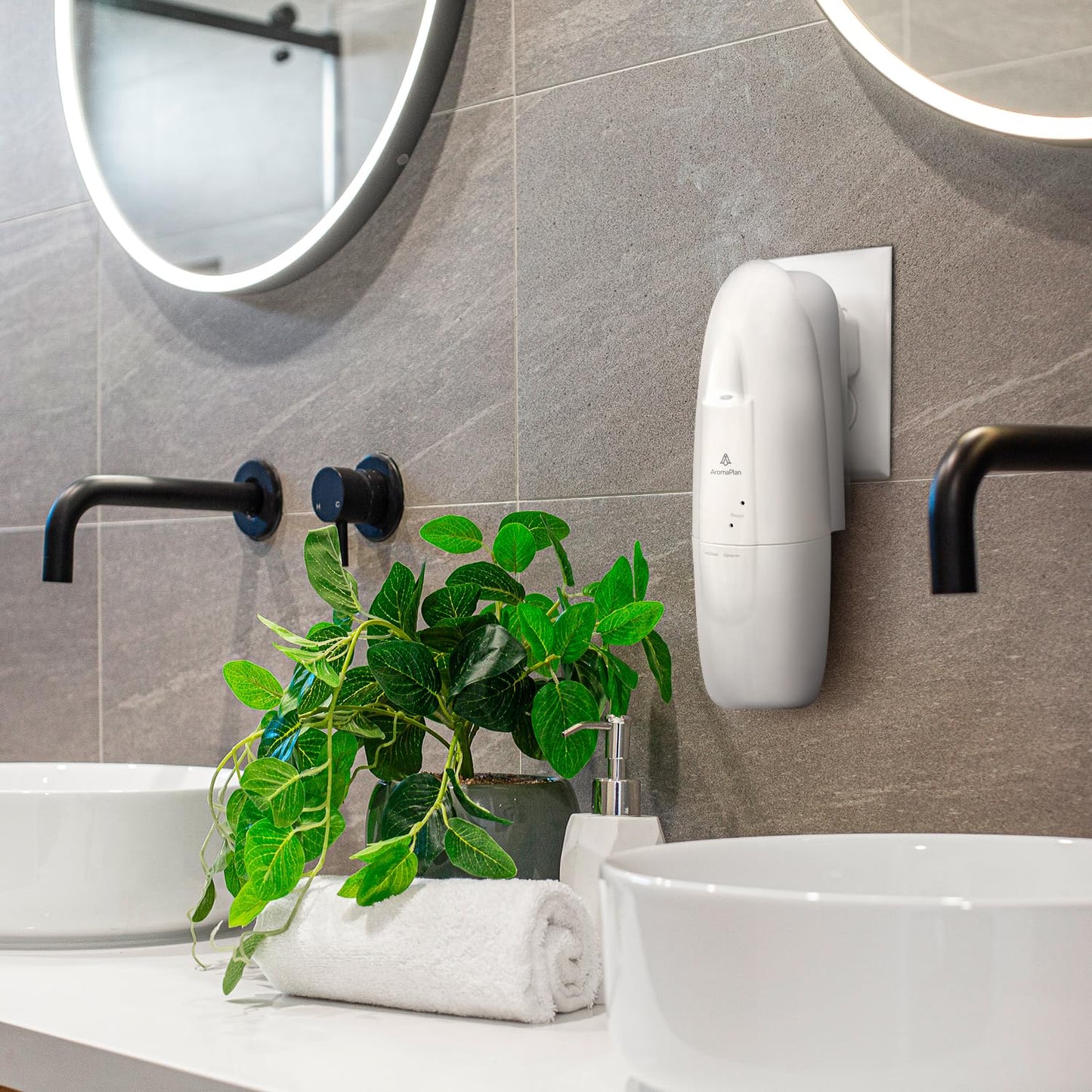 AROMAPLAN Authentic Plug in Waterless Diffuser - Up to 500 Sq. FT Coverage - Nanotechnology Plug in Oil Diffuser for Essential Oils -for Home and Office - Wall Silent & Waterless Oil Diffuser (White)