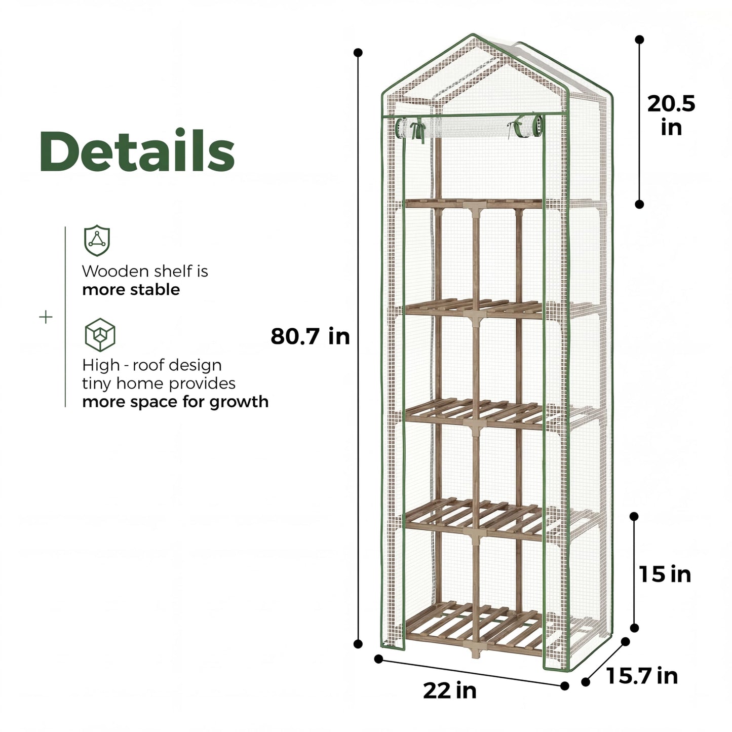 Bamworld 23 x 17 x 54-Inch Mini Greenhouses with Wheels Portable Green House with PE Cover Sturdy Eucalyptus Wood Frame Small Greenhouse for Winter Plant Frost Protection with Sturdy Eucalyptus Frame