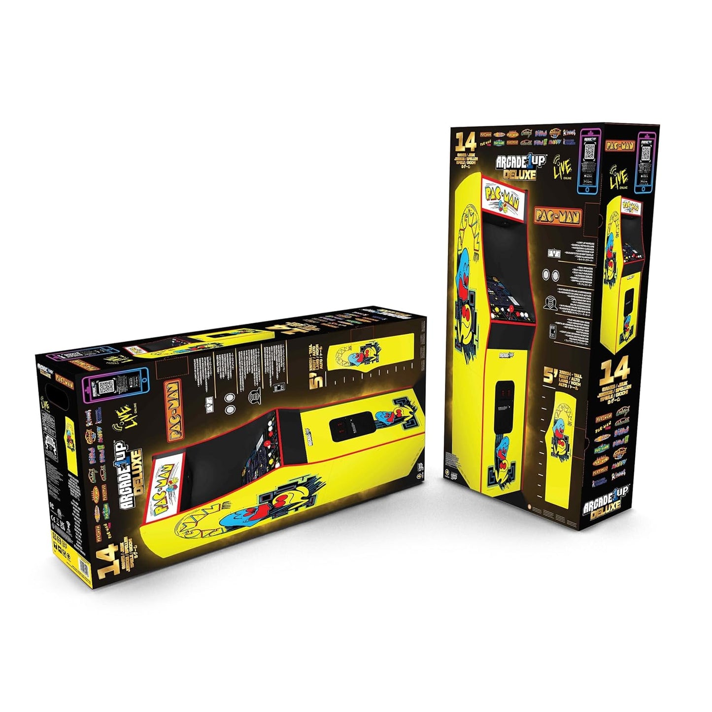 Arcade1Up PAC-MAN Deluxe Arcade Machine, built for your home, with 5-foot-tall full-size stand-up cabinet, 14 classic games, and 17-inch screen