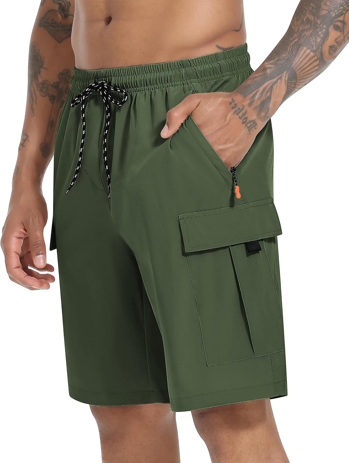 Men's Cargo Shorts Quick Dry Lightweight Stretch Hiking Shorts for Men with 5 Pockets No Lining