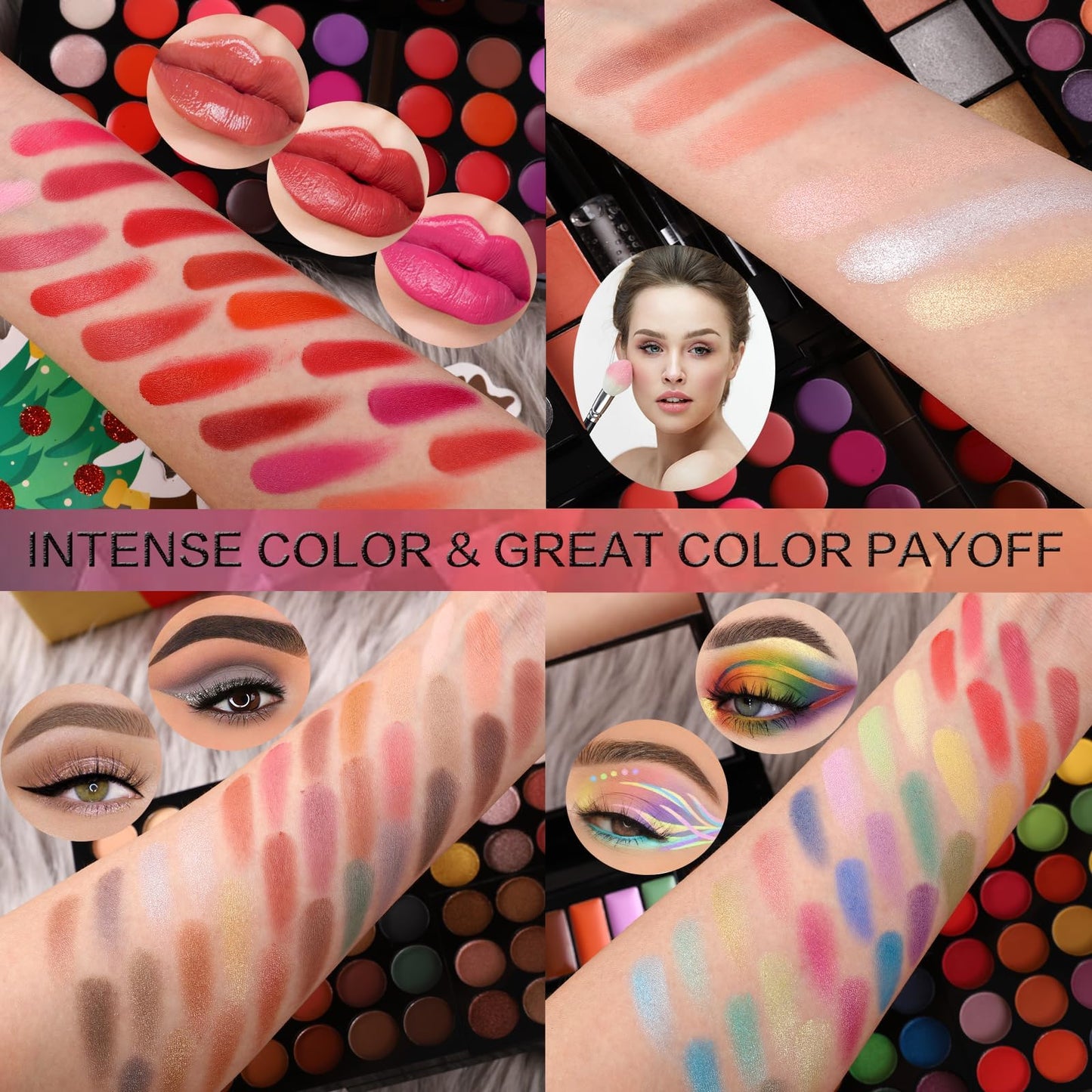 Professional All in One Makeup Kit for Women Full Kit,186 Colors Make Up Palette Valentine's Gift Set, Including Eyeshadow,Lip Gloss,Concealer,Highlighter,Contour,Brow Powder,Mascara,Blush & Brush