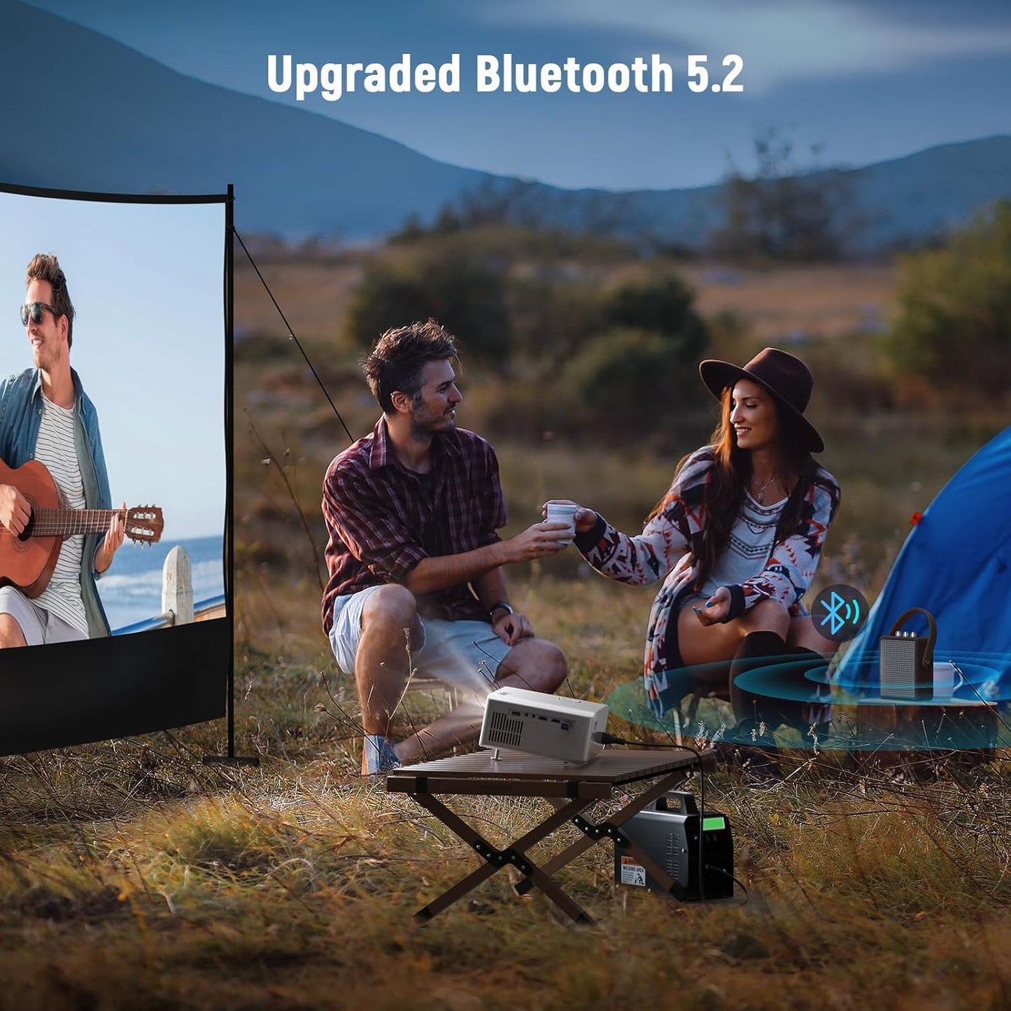 Mini Projector, VISSPL Full HD 1080P Video Projector, Portable Outdoor Projector with Tripod, Kids Gift, Home Theater Movie Phone Projector Compatible with Android/iOS/Windows/TV Stick/HDMI/USB