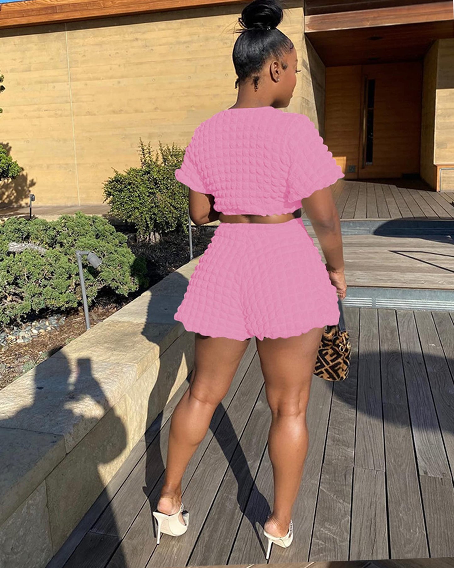 Doweha Womens Two Piece Short Sets for Summer Cute 2 Piece Outfits 2026 Casual Short Sleeve Crop Top And Shorts Matching Sets