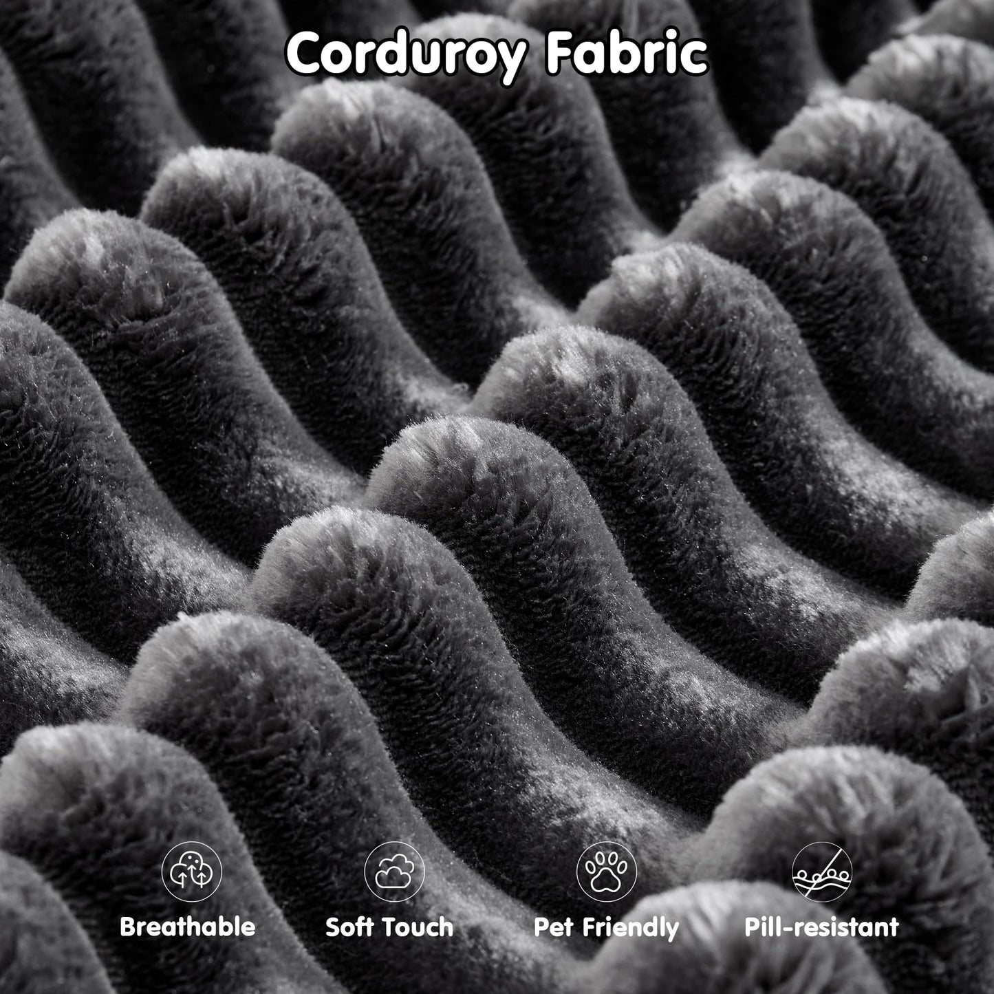 ovios 104" Cloud Sectional Couch with L-Shape Chaise,Modern Modular Sofa with Deep Seat, Upholstered Couches for Living Room Bedroom,No Assembly Required, Black (Corduroy Fabric)