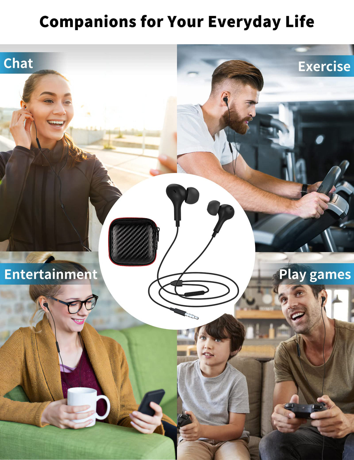 3.5mm Wired Earbuds with Mic for MacBook/Chormebook PC,Magnetic In Ear Buds