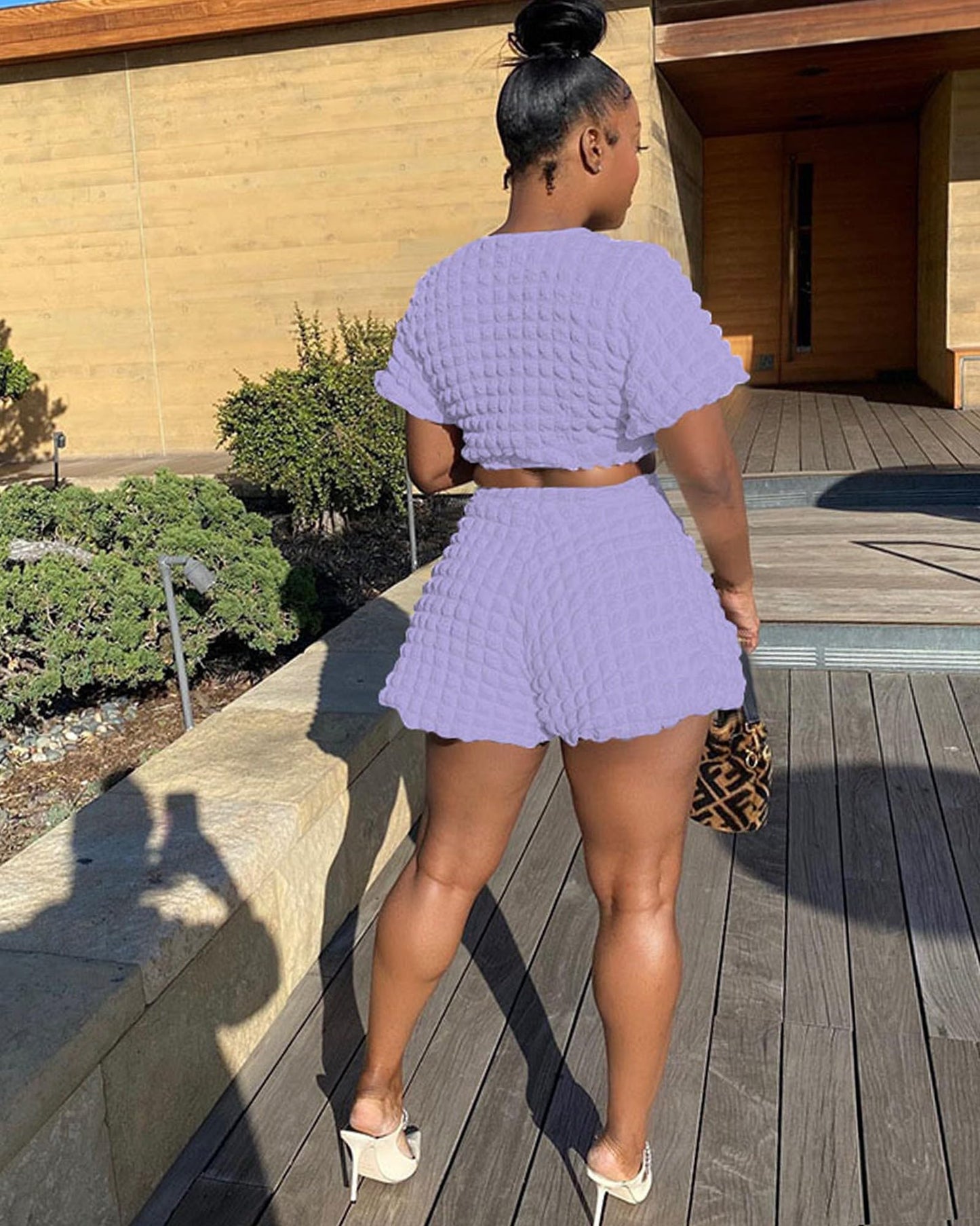 Doweha Womens Two Piece Short Sets for Summer Cute 2 Piece Outfits 2026 Casual Short Sleeve Crop Top And Shorts Matching Sets