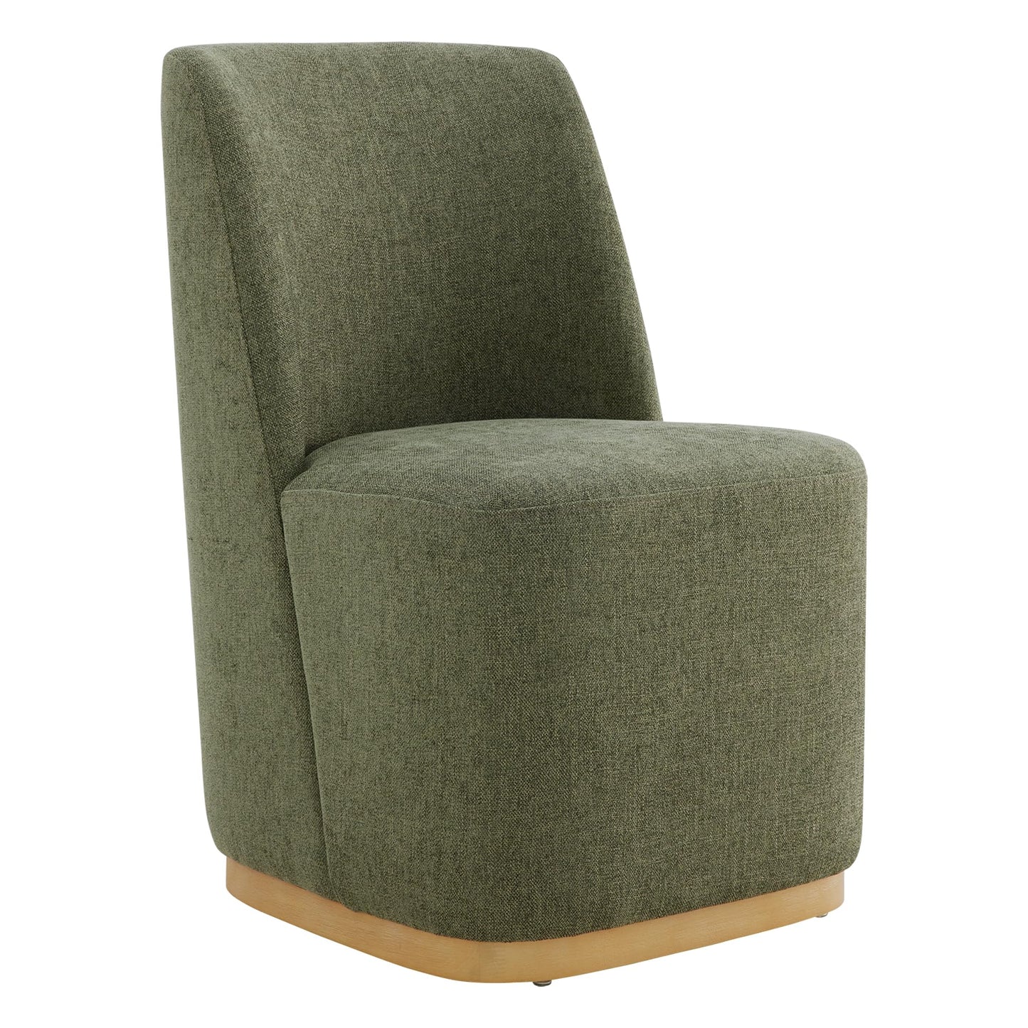 CHITA Upholstered Rolling Dining Chair with Casters Set of 2, Oatmeal | FSC Certified Modern Fabric Dining Chair with Casters, Boucle Dining Chairs for Reading Room Kitchen Dining Room