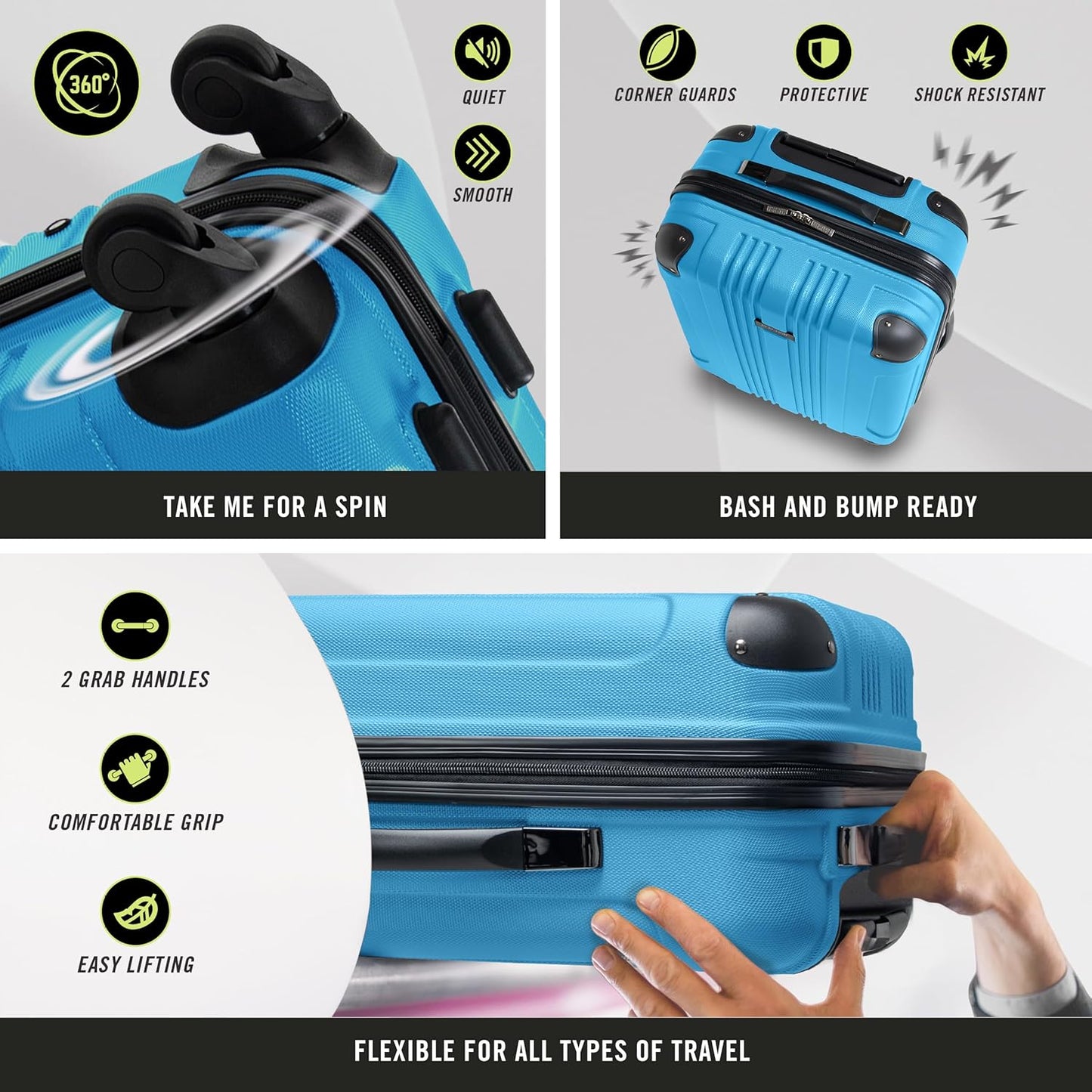 Kenneth Cole REACTION Out of Bounds Lightweight Hardshell 4-Wheel Spinner Luggage, Rose Gold, 2-Piece Set (20" & 28")