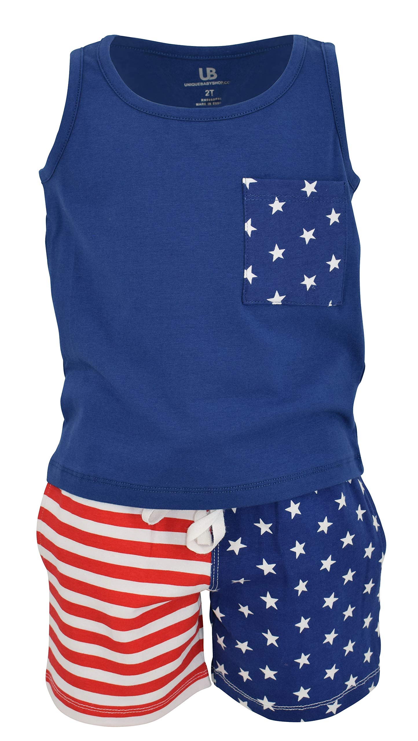 Unique Baby Boys Patriotic Stars Stripes 4th of July Short Set