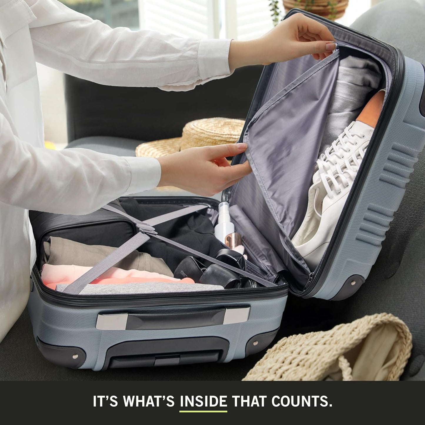 Kenneth Cole REACTION Out of Bounds Lightweight Hardshell 4-Wheel Spinner Luggage, Rose Gold, 2-Piece Set (20" & 28")