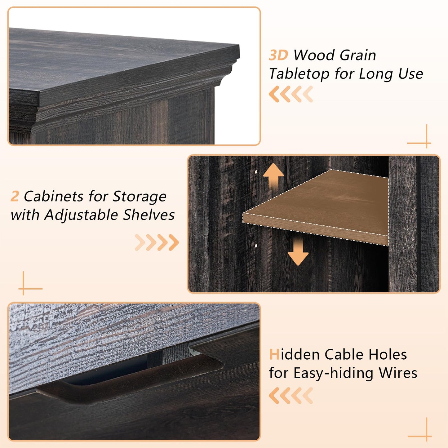 AMERLIFE 70" Farmhouse Heavy Fireplace TV Stand with 33" Electric Fireplace, for 80" TVs up, Media Entertainment Center with Diamond Door, TV Console Storage Cabinet for Living Room, White & Barnwood