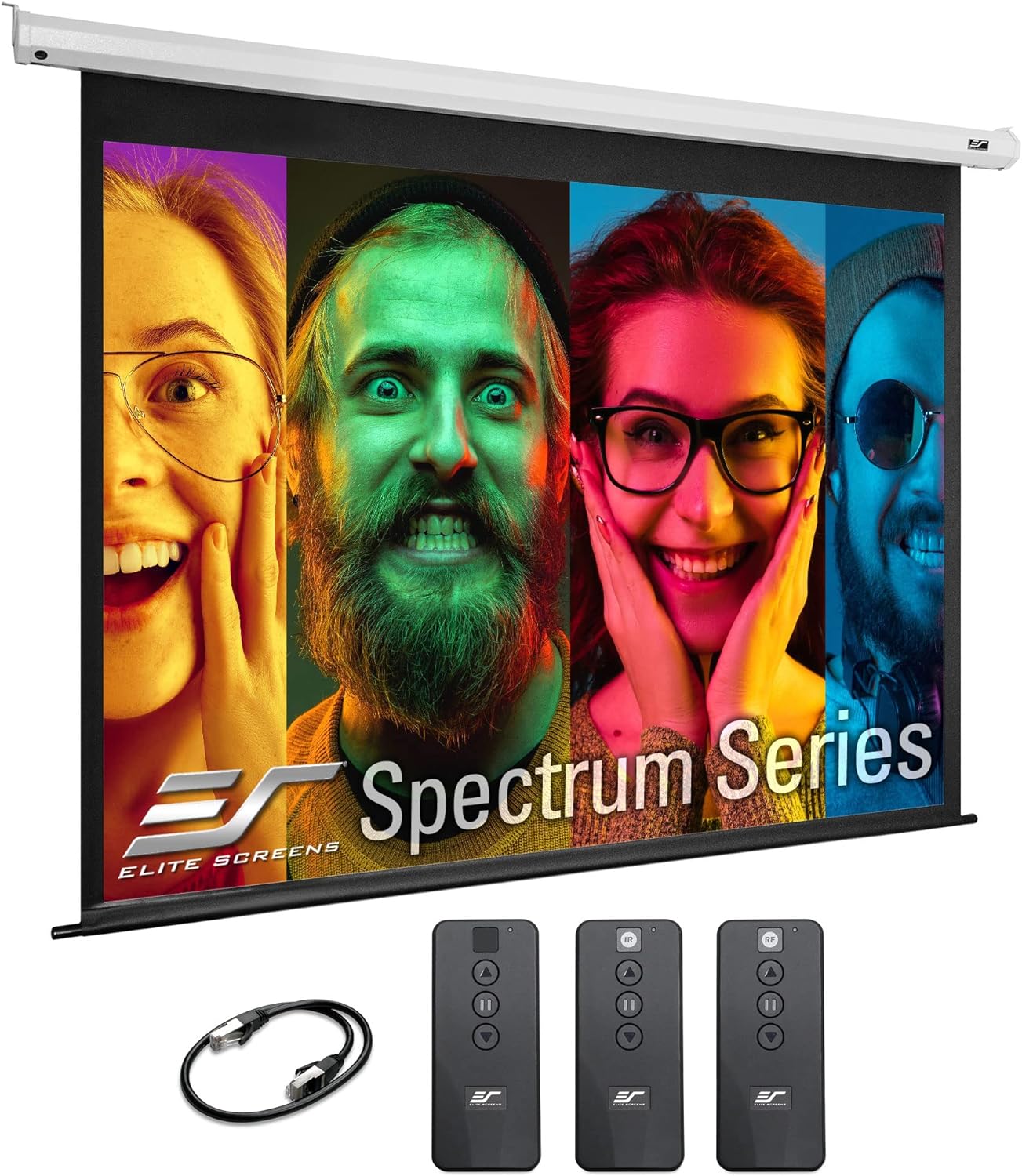 Projector Screen Elite Screens Spectrum RC1 Remote, 180-INCH Diag 16:9, Motorized Projection Screen Movie Home Theater 4K/8K Ultra HD Ready, ELECTRIC180H2