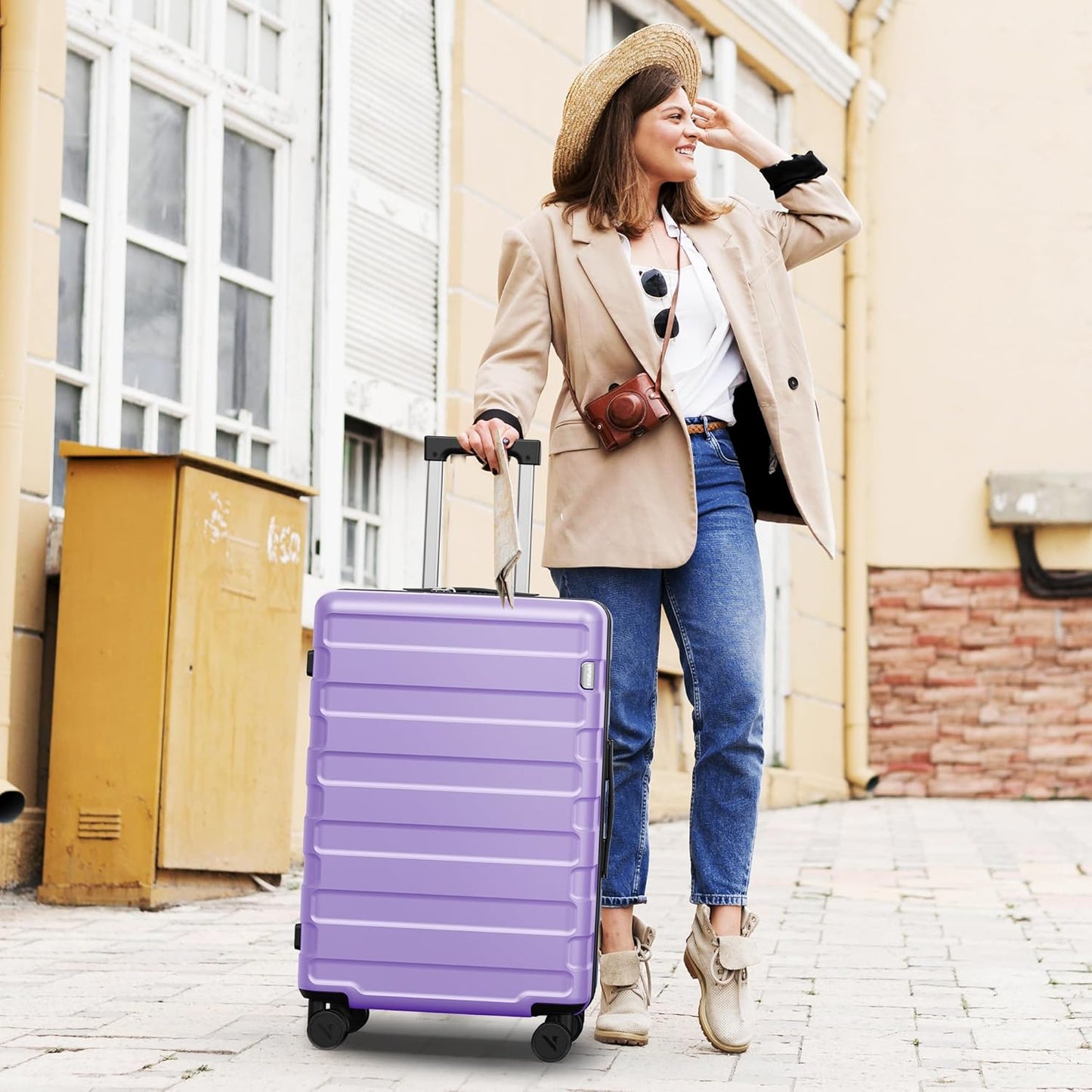 Luggage Sets 3 Piece (3-YEARS VIP SERVICE) Hardside Expandable Lightweight Premium Polycarbonate Simple Beautiful Travel Suitcase with Wheels x1 TSA Approved Lock for Women Men, Green