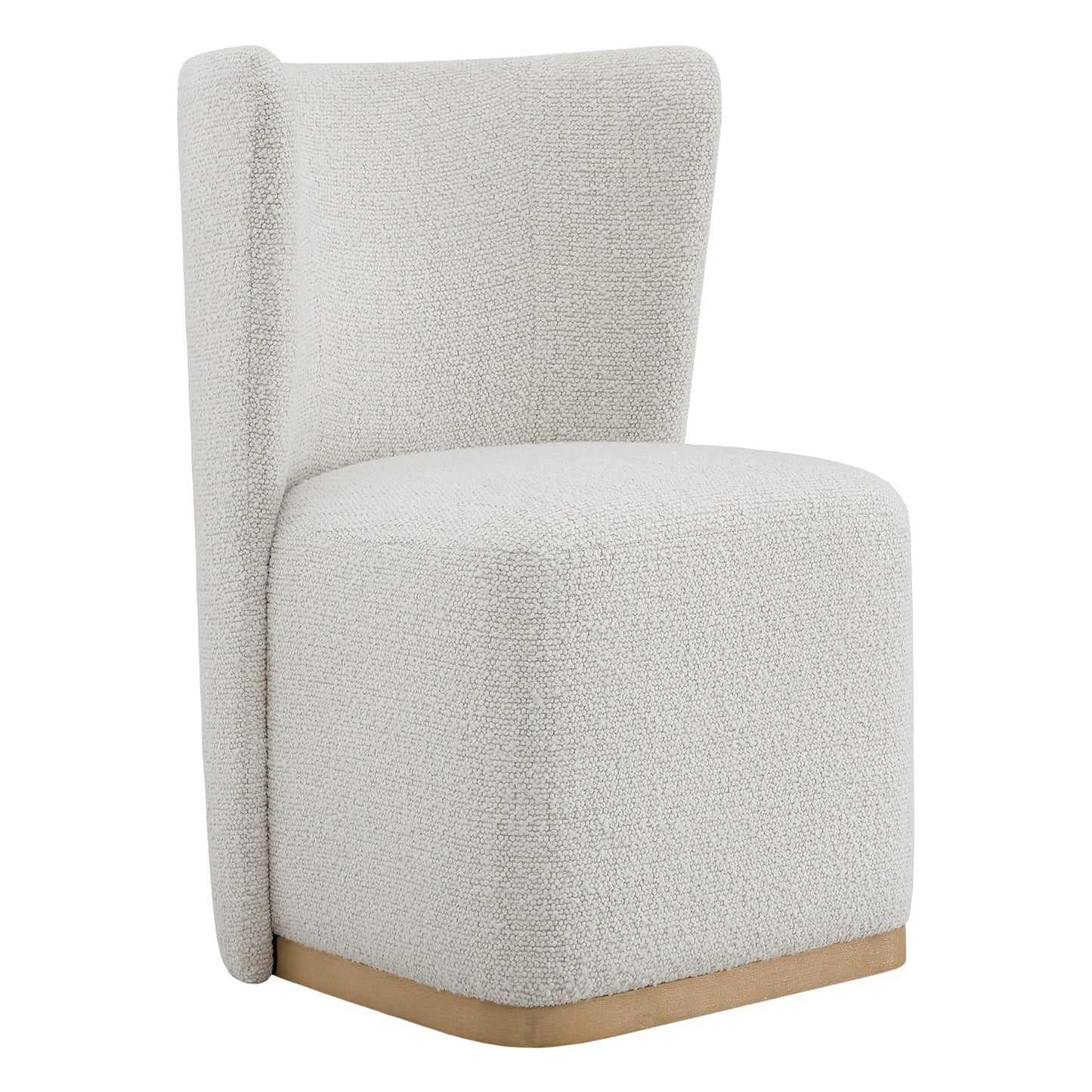 CHITA Upholstered Rolling Dining Chair with Casters Set of 2, Oatmeal | FSC Certified Modern Fabric Dining Chair with Casters, Boucle Dining Chairs for Reading Room Kitchen Dining Room