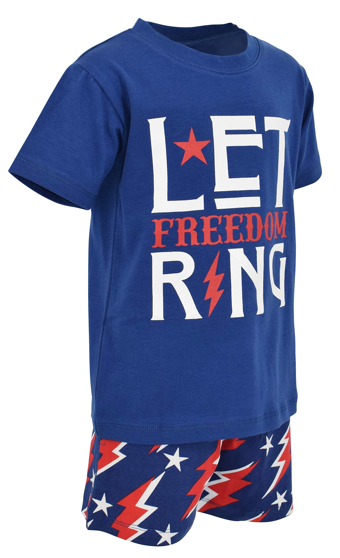 Boys 2pc Shorts Set Outfit Short Sleeve Shirt with Bold Applique Print and Shorts