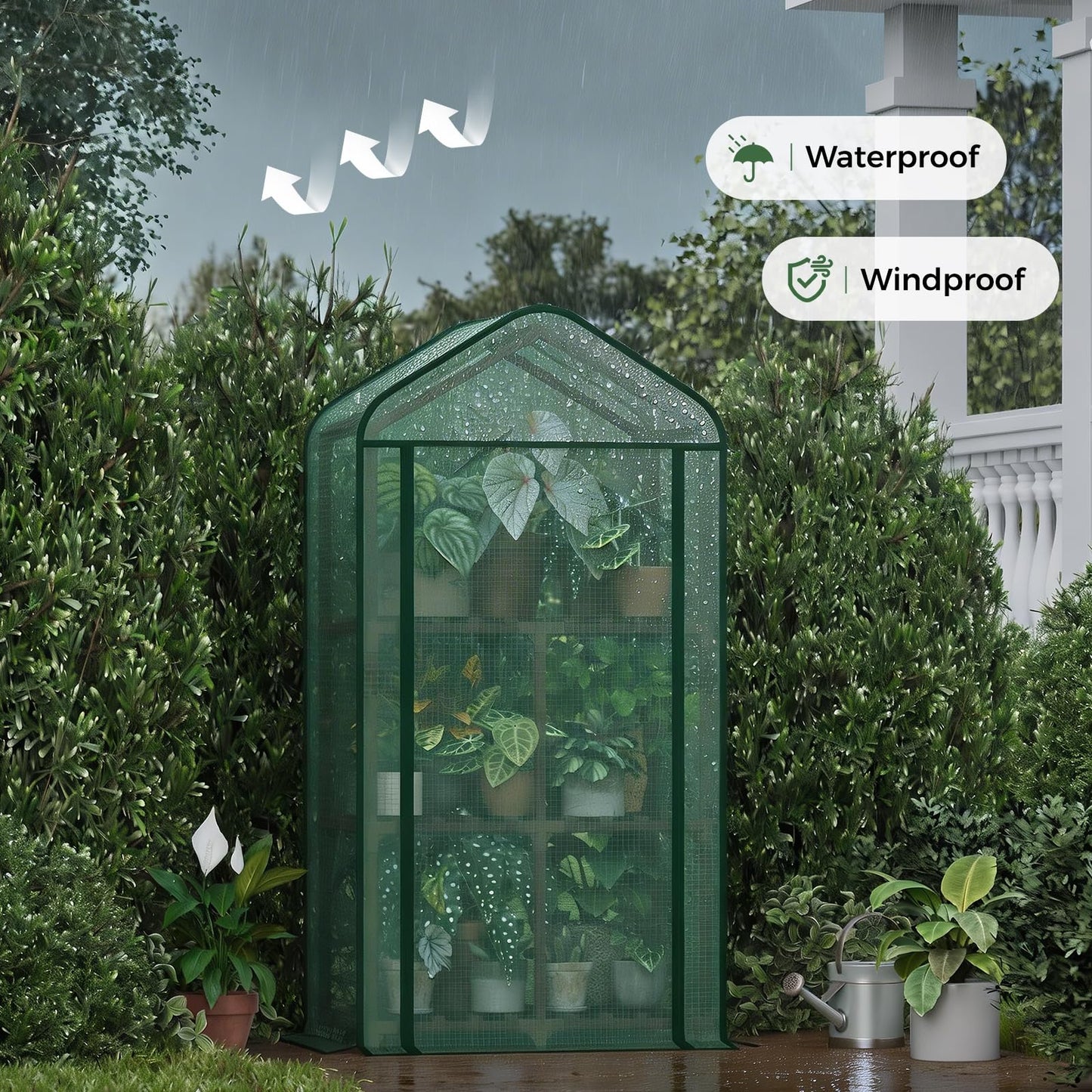 Bamworld 23 x 17 x 54-Inch Mini Greenhouses with Wheels Portable Green House with PE Cover Sturdy Eucalyptus Wood Frame Small Greenhouse for Winter Plant Frost Protection with Sturdy Eucalyptus Frame
