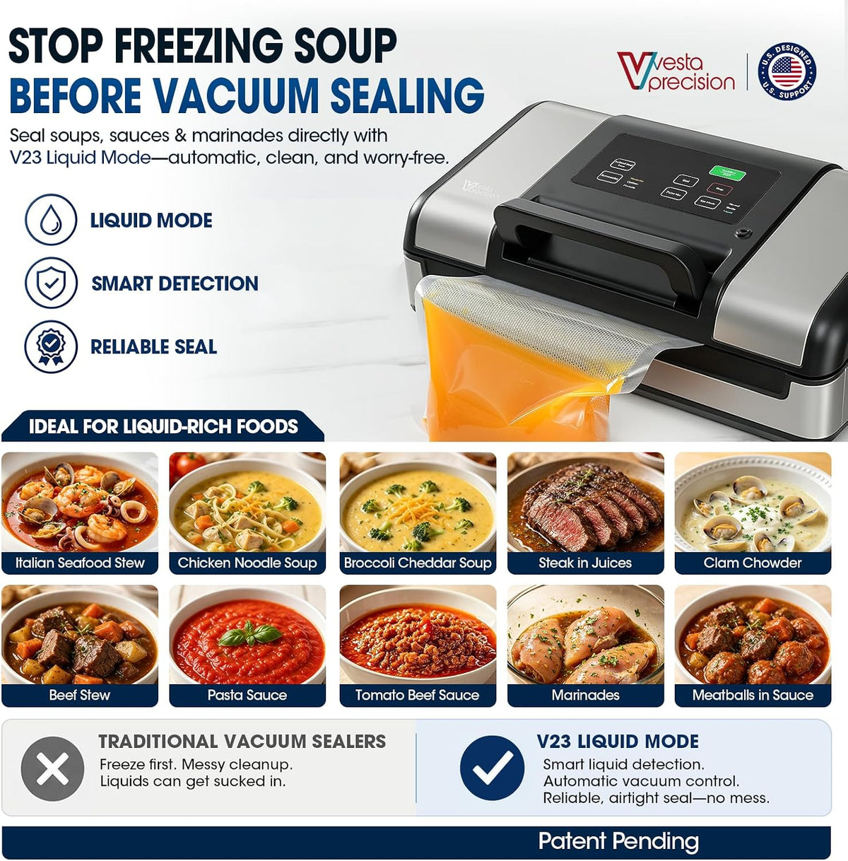 Vesta Precision 12" Vacuum Sealer for Food & Liquids, 1x50' or 2x20' Rolls