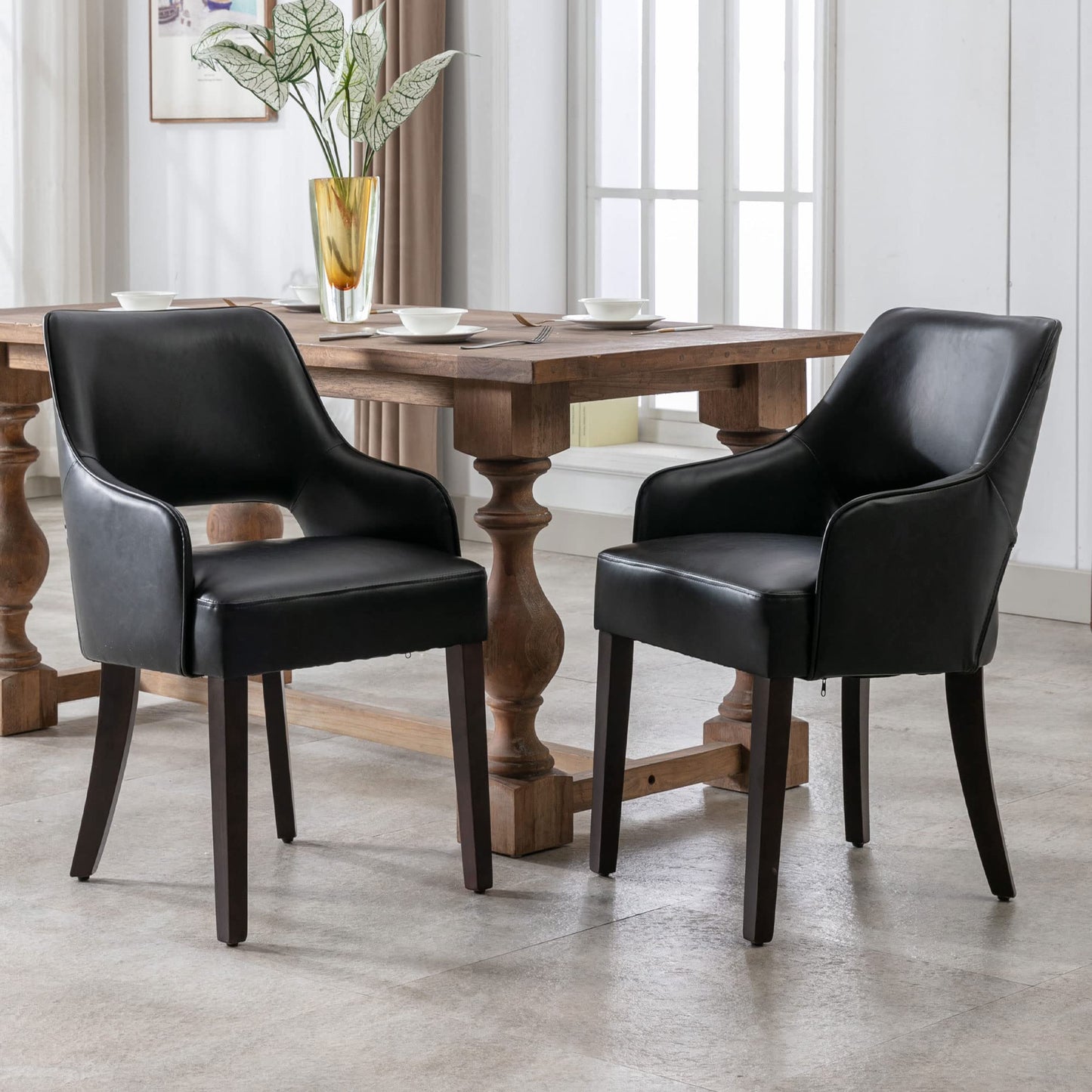 Linen Dining Chairs Set of 4 Upholstered Accent Chairs Side Chair with Wood Legs for Living Room/Dining Room/Bedroom/Restaurant, Cream