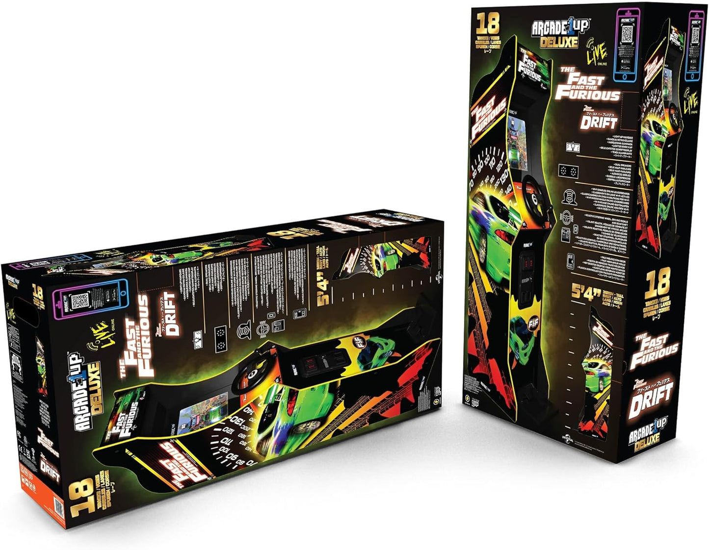 ARCADE1UP The Fast & The Furious Deluxe Arcade Game for Your Home, with 5-Foot-Tall Stand-up Cabinet, 2 Classic Games, and 17-inch LCD Screen