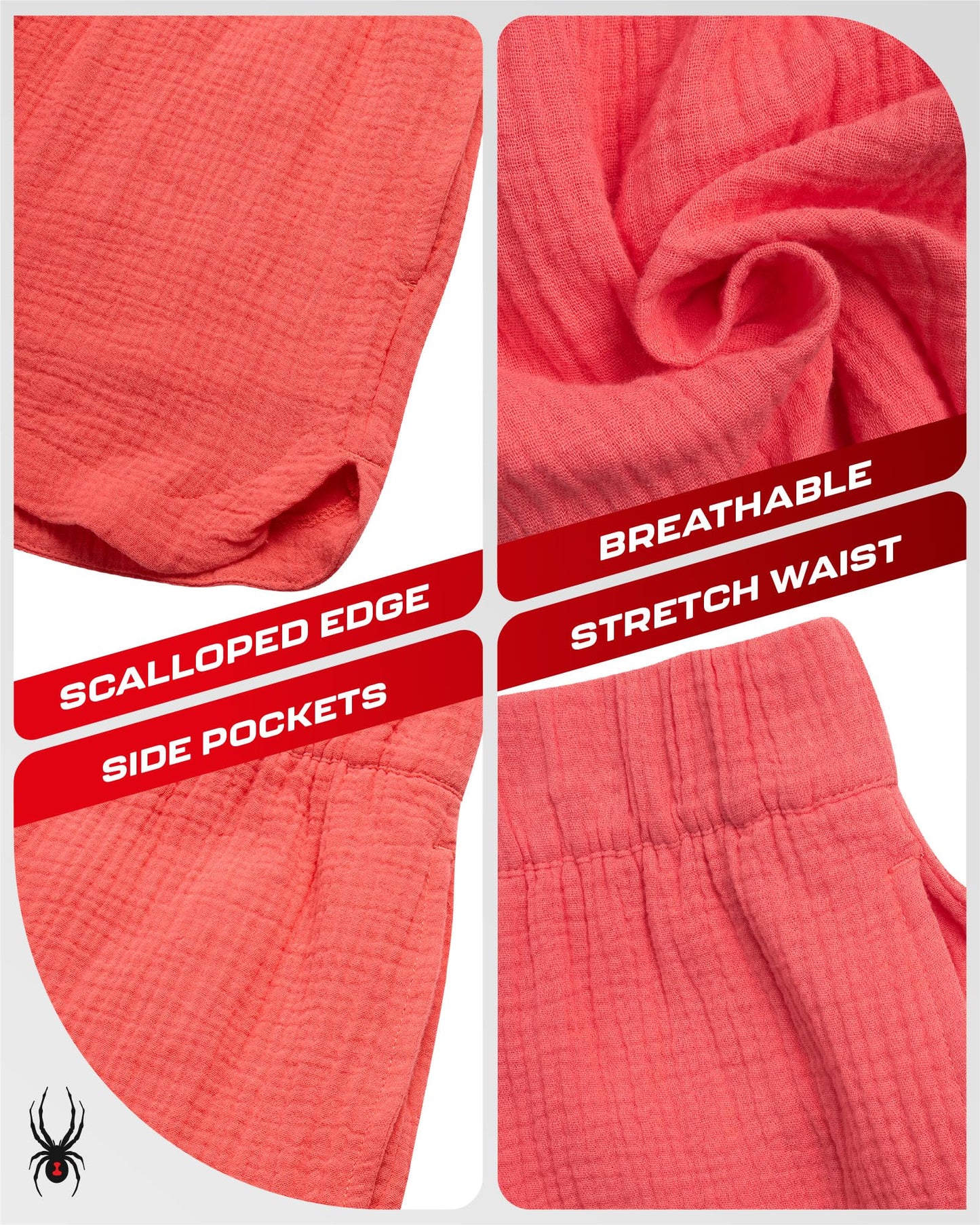 Spyder Womens Shorts - Lightweight Breathable Woven Pull On Shorts for Women with Side Pockets for Casual Daily Wear