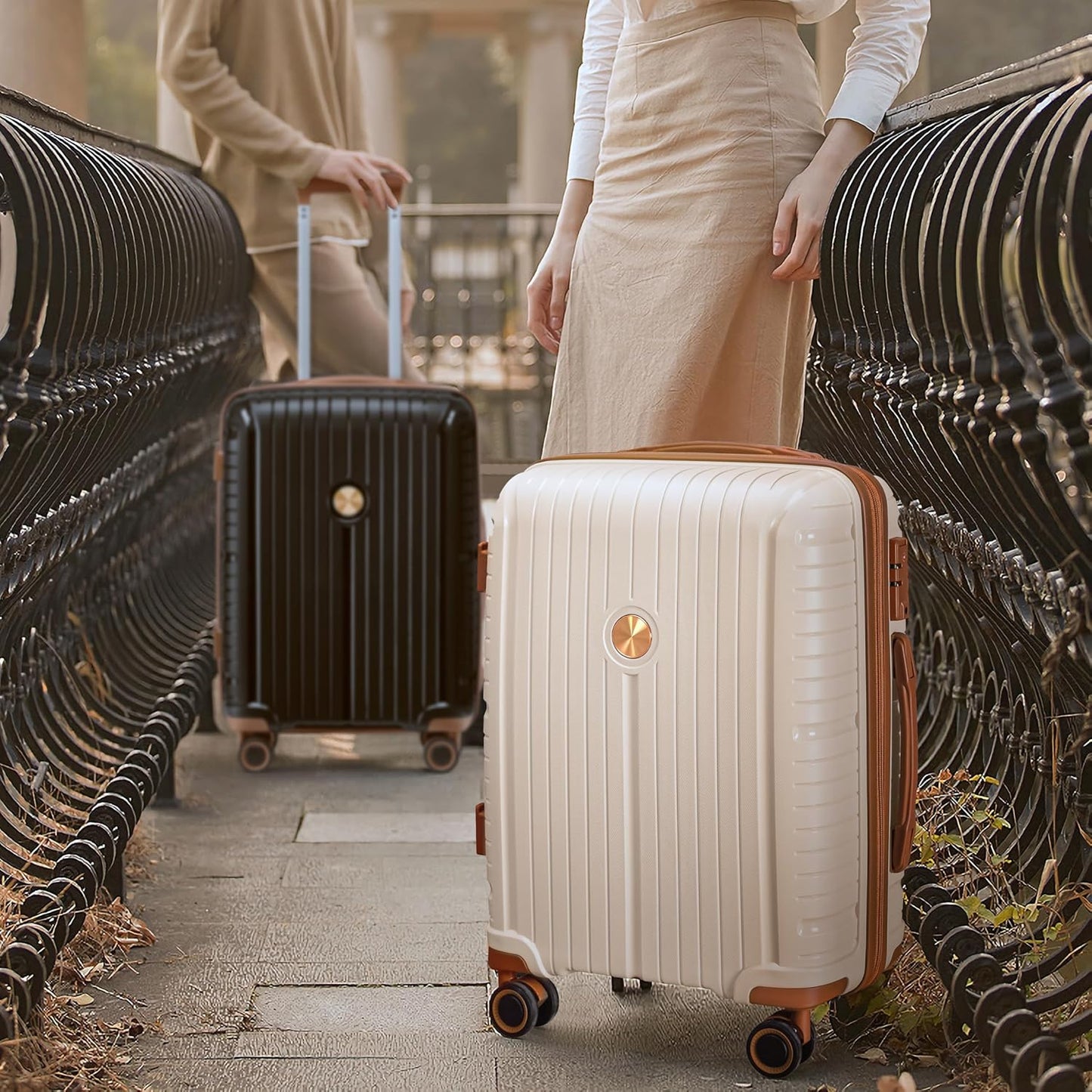 Joyway Luggage Sets 5 Piece PP Hardshell Carry on Suitcase, Travel Lightweight Carry-on with Double Spinner Wheels and TSA Lock, Purple