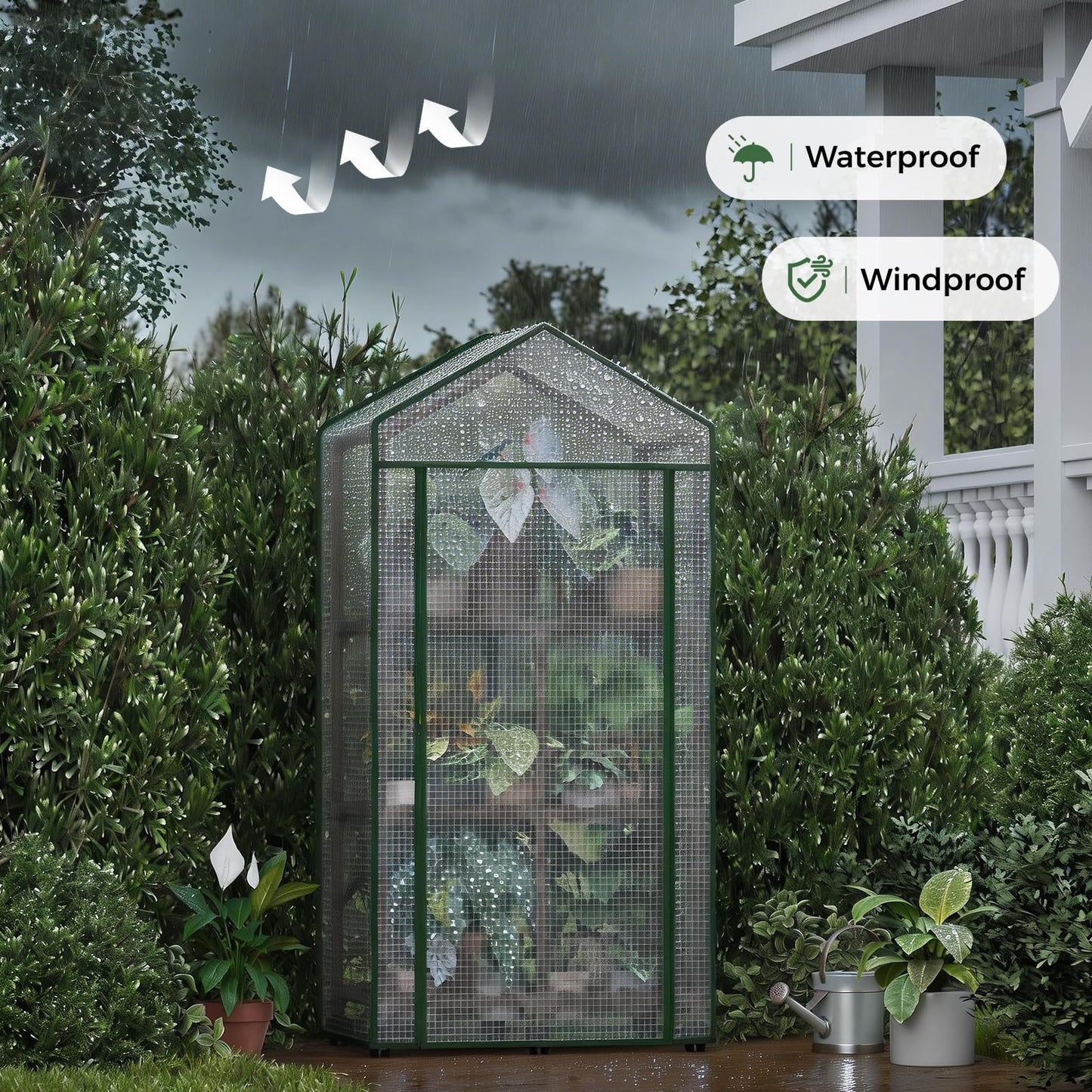 Bamworld 23 x 17 x 54-Inch Mini Greenhouses with Wheels Portable Green House with PE Cover Sturdy Eucalyptus Wood Frame Small Greenhouse for Winter Plant Frost Protection with Sturdy Eucalyptus Frame