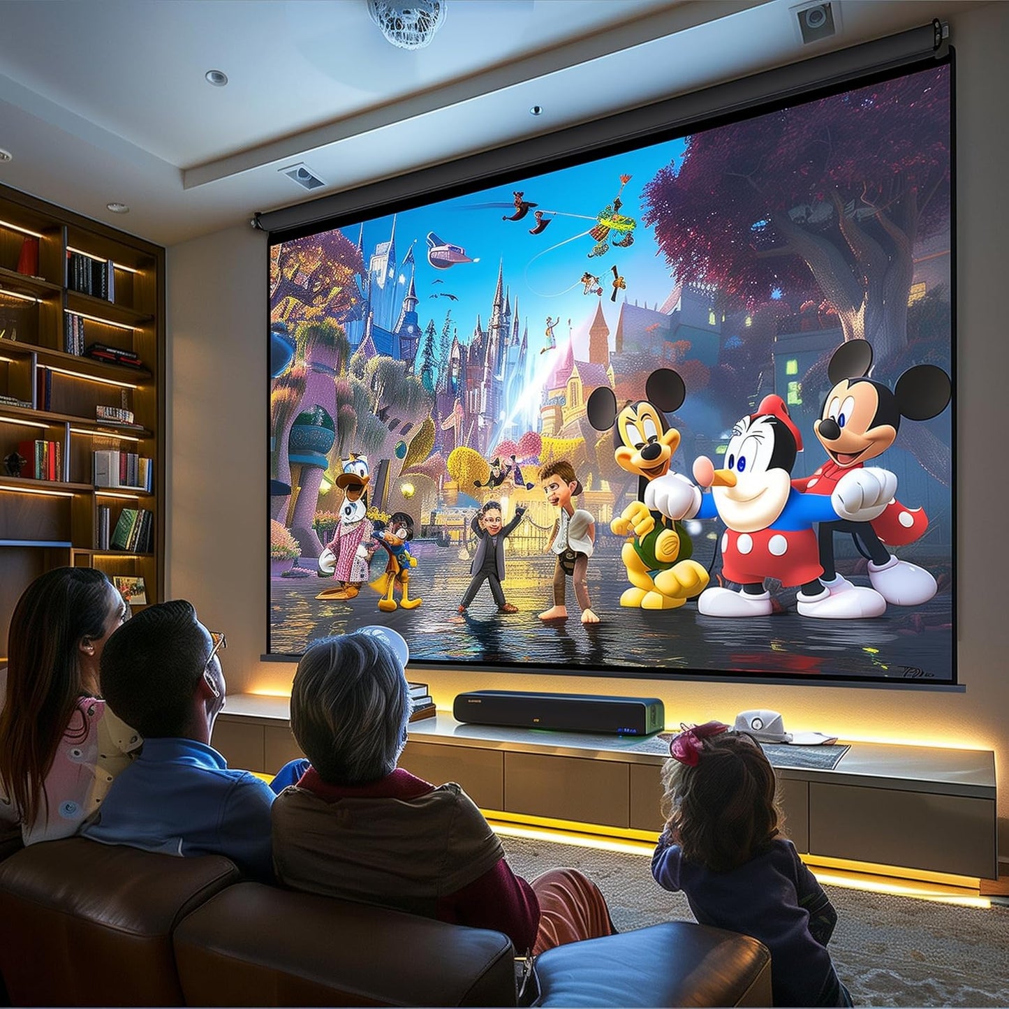 110" Motorized Projector Screen, Electric 16:9 Projector Screen with Remote Control, Indoor/Outdoor HD Movie Screen, Wall/Ceiling Mounted, Perfect for Home Office Theater TV, White