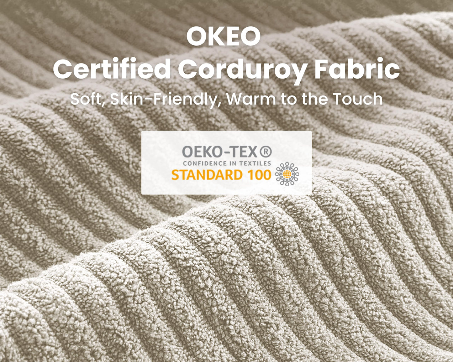 CHIC HOUSE Corduroy Modular Sectional Couch with Ottoman Chaise, L Shaped 4-seat Sofa for Living Room, Apartment, Lounge, Modern Armrest Neck Support Furniture