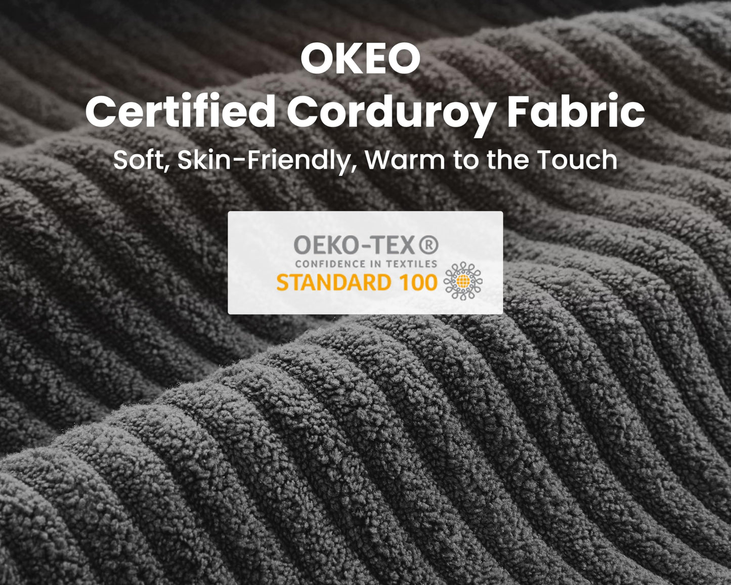 CHIC HOUSE Corduroy Modular Sectional Couch with Ottoman Chaise, L Shaped 4-seat Sofa for Living Room, Apartment, Lounge, Modern Armrest Neck Support Furniture