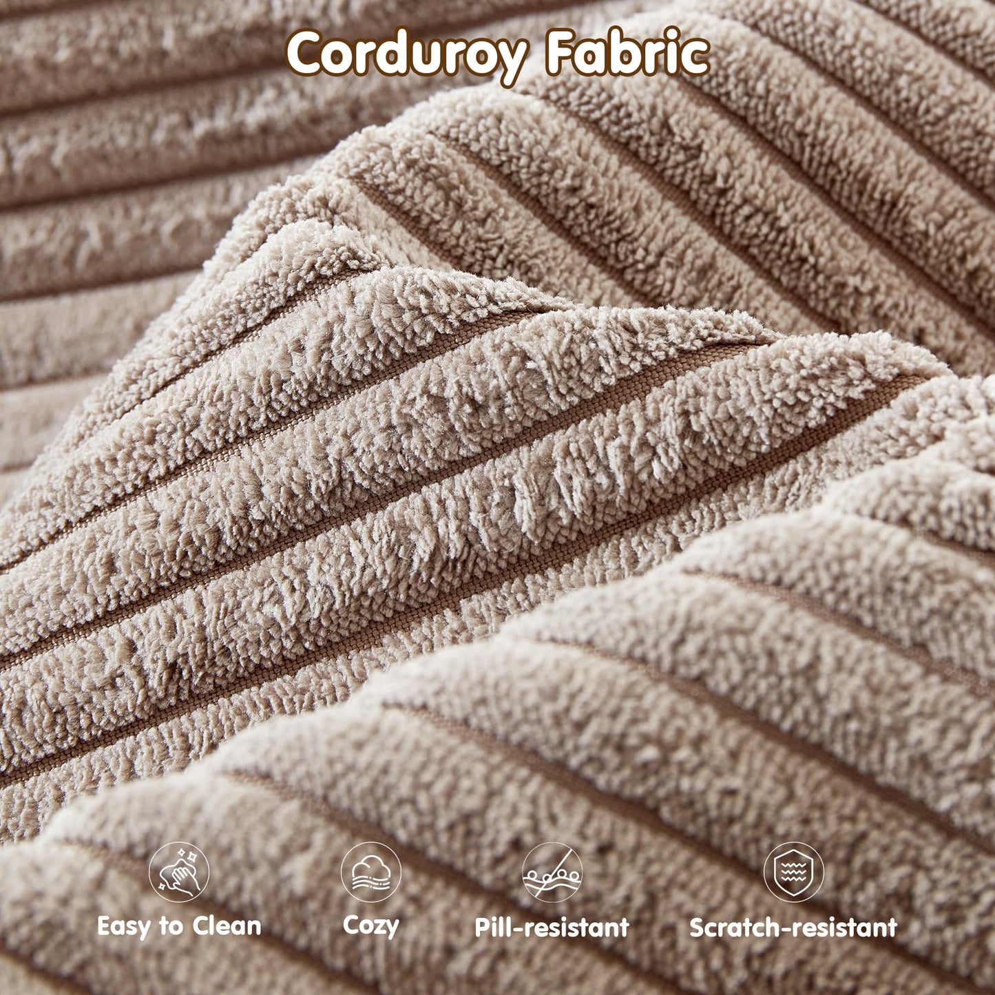 ovios 104" Cloud Sectional Couch with L-Shape Chaise,Modern Modular Sofa with Deep Seat, Upholstered Couches for Living Room Bedroom,No Assembly Required, Black (Corduroy Fabric)