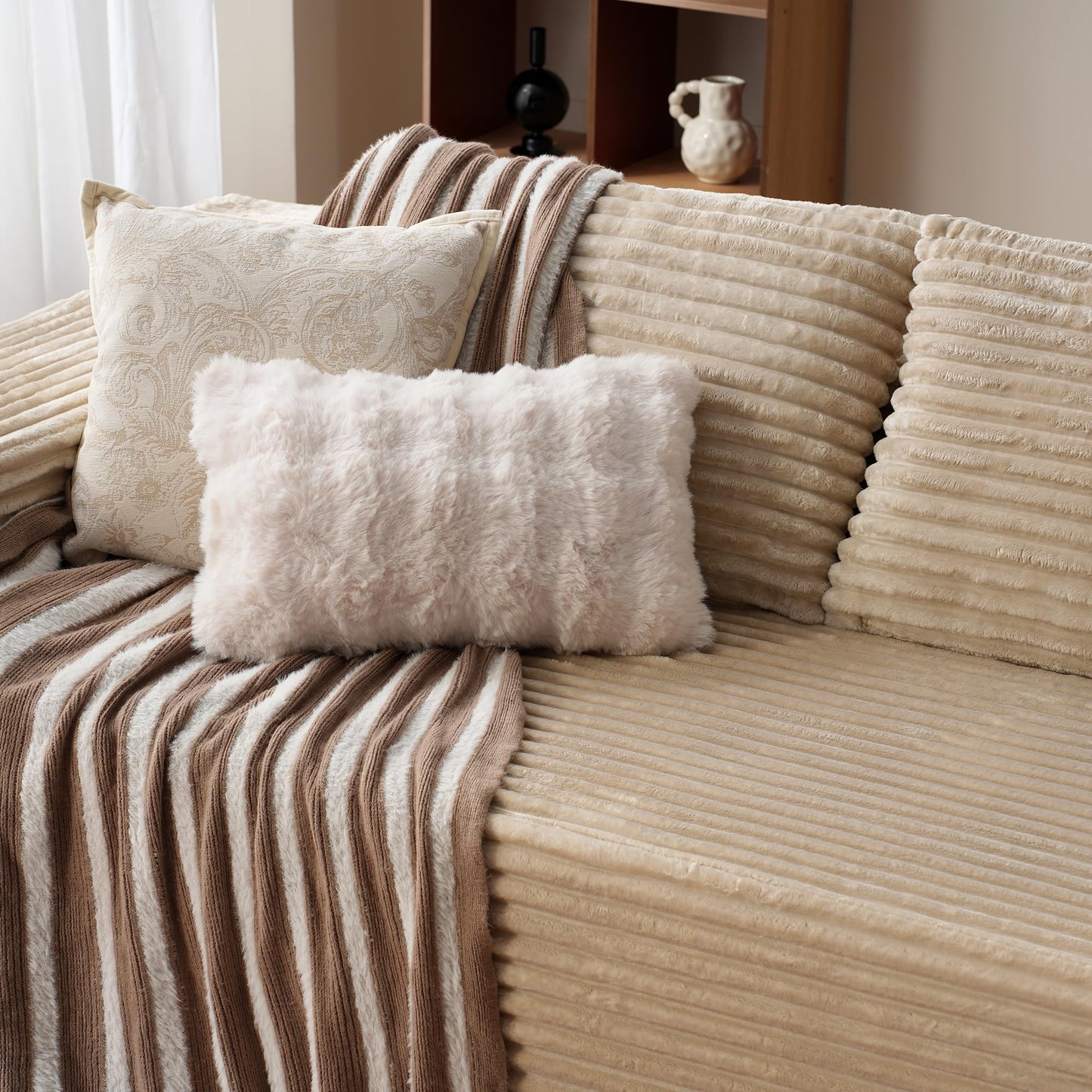 ovios 104" Cloud Sectional Couch with L-Shape Chaise,Modern Modular Sofa with Deep Seat, Upholstered Couches for Living Room Bedroom,No Assembly Required, Black (Corduroy Fabric)