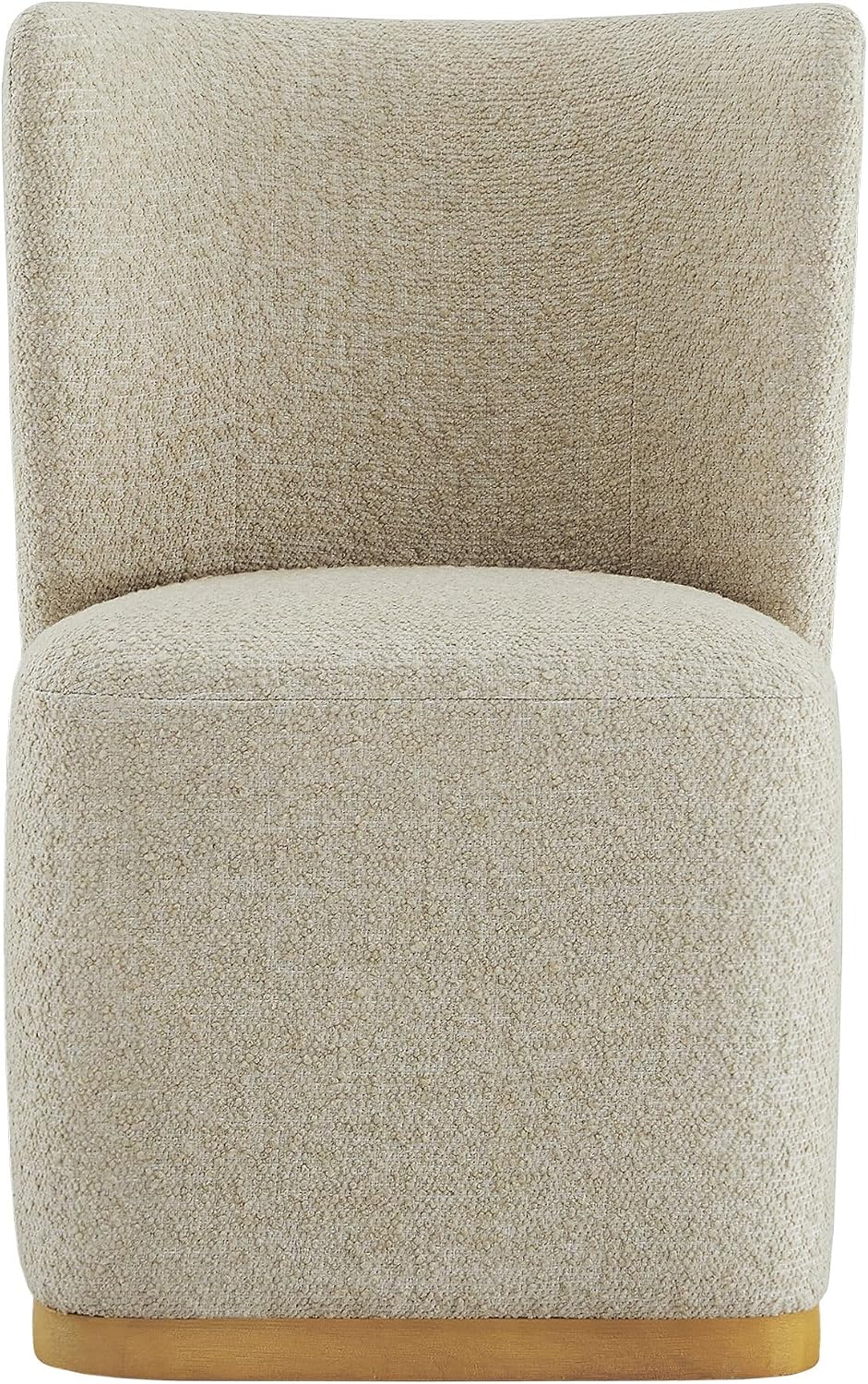CHITA Upholstered Rolling Dining Chair with Casters Set of 2, Oatmeal | FSC Certified Modern Fabric Dining Chair with Casters, Boucle Dining Chairs for Reading Room Kitchen Dining Room