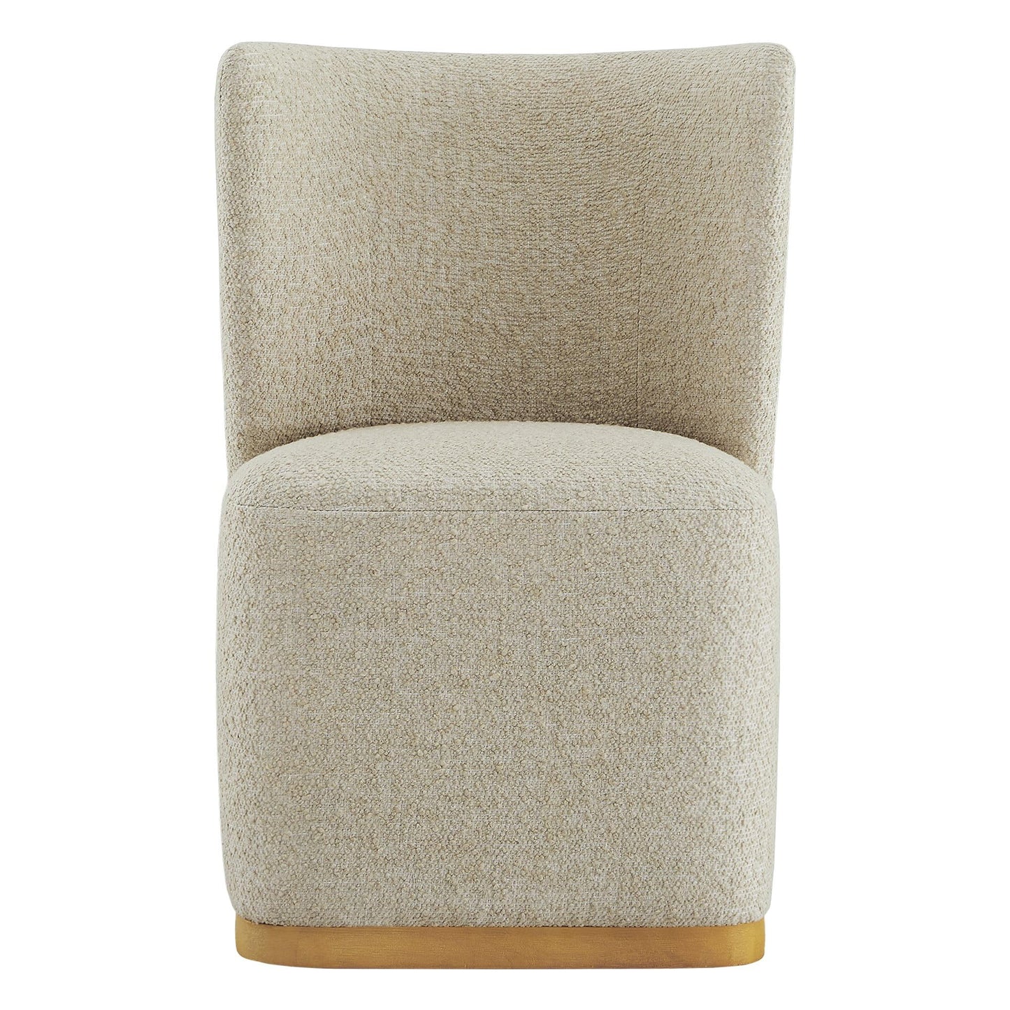 CHITA Upholstered Rolling Dining Chair with Casters Set of 2, Oatmeal | FSC Certified Modern Fabric Dining Chair with Casters, Boucle Dining Chairs for Reading Room Kitchen Dining Room