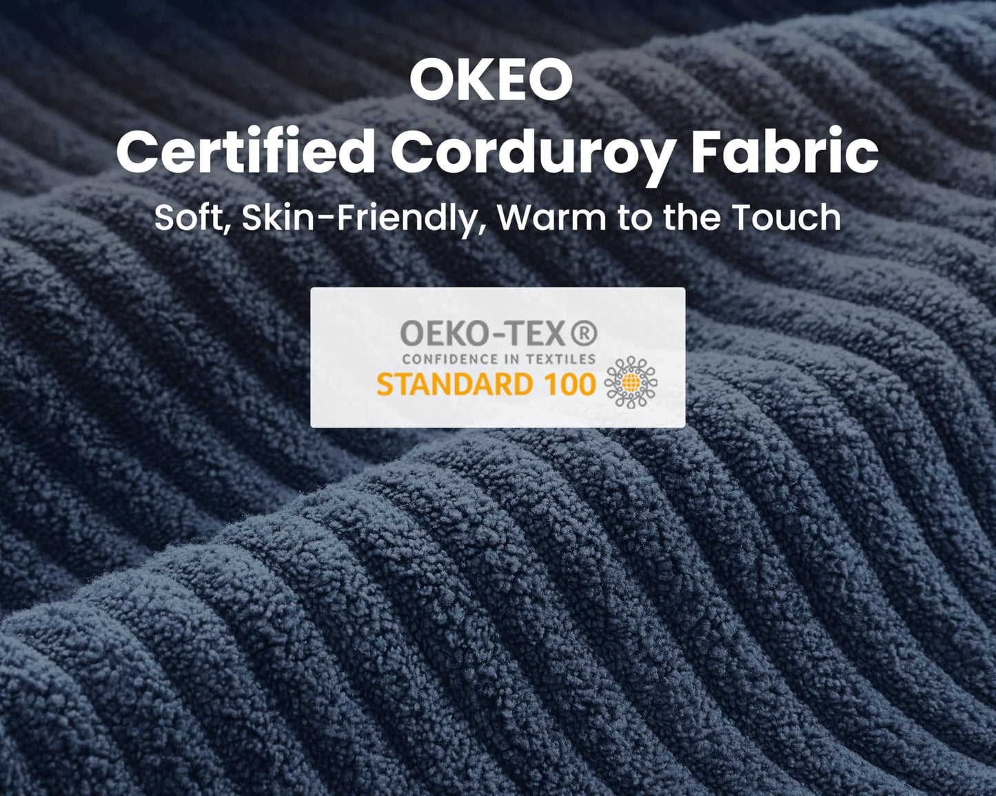 CHIC HOUSE Corduroy Modular Sectional Couch with Ottoman Chaise, L Shaped 4-seat Sofa for Living Room, Apartment, Lounge, Modern Armrest Neck Support Furniture