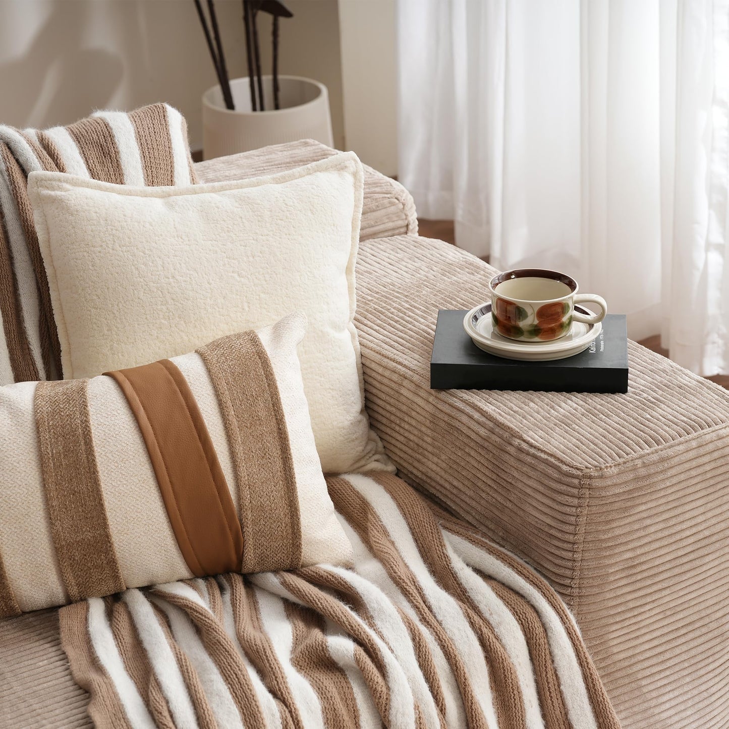 ovios 104" Cloud Sectional Couch with L-Shape Chaise,Modern Modular Sofa with Deep Seat, Upholstered Couches for Living Room Bedroom,No Assembly Required, Black (Corduroy Fabric)