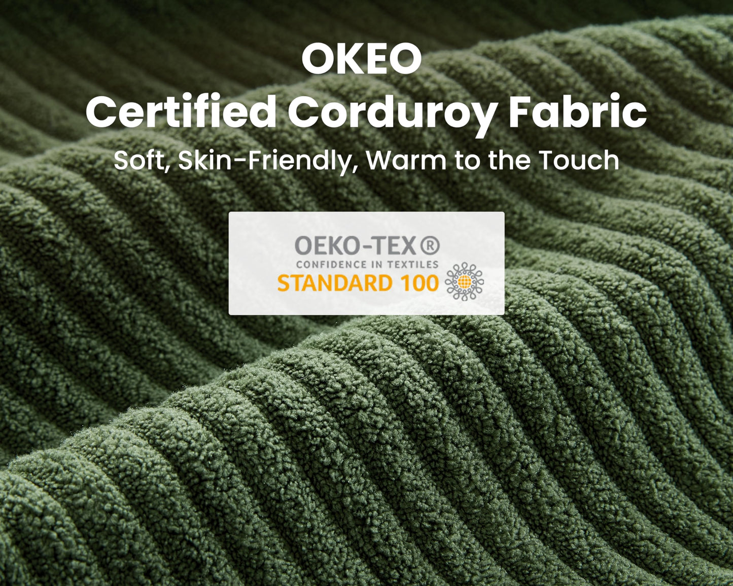 CHIC HOUSE Corduroy Modular Sectional Couch with Ottoman Chaise, L Shaped 4-seat Sofa for Living Room, Apartment, Lounge, Modern Armrest Neck Support Furniture