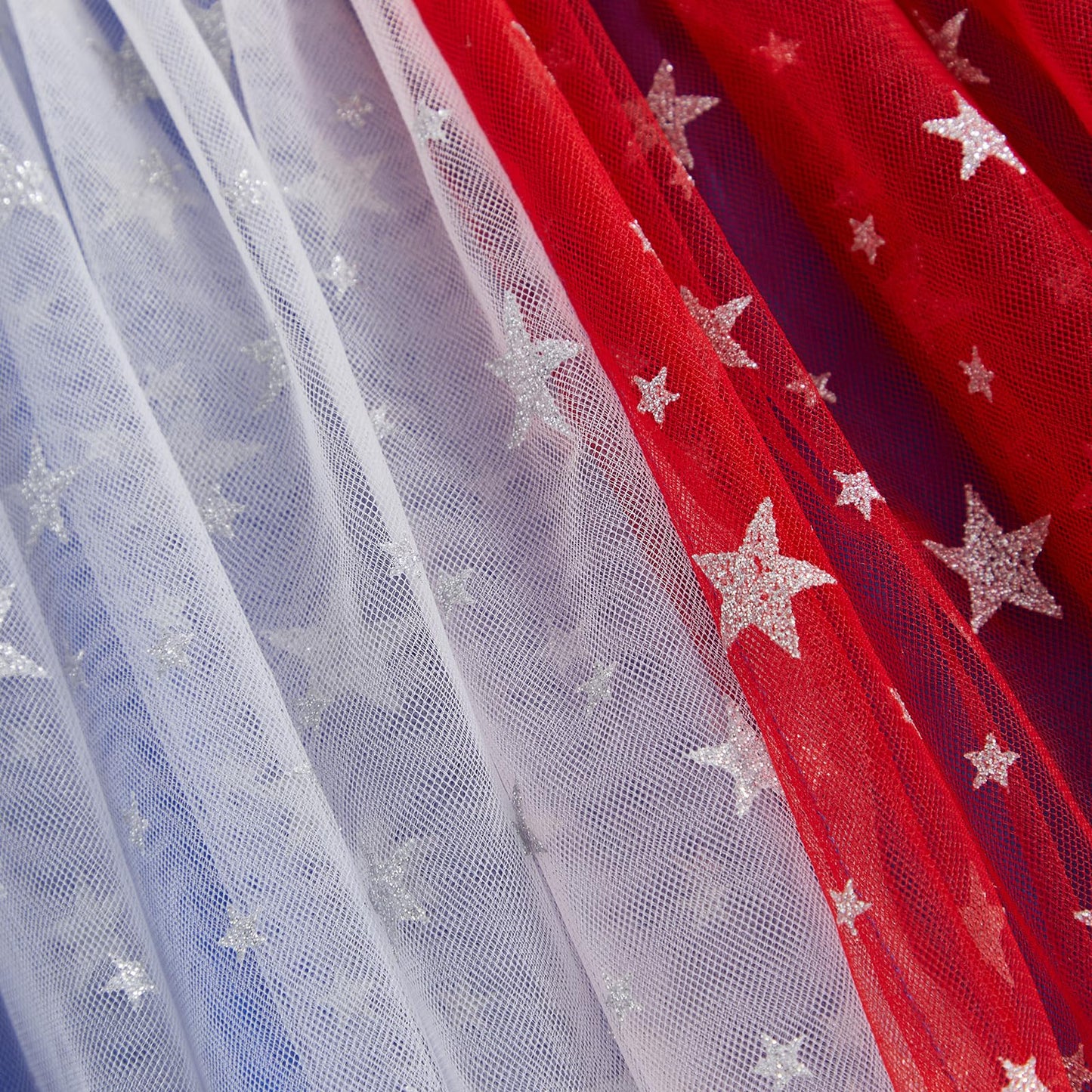 4th of July Tutu Girls Red White and Blue Tulle Skirts Sparkle Stars Fluffy Dress Kids Toddler Fourth of July Outfit