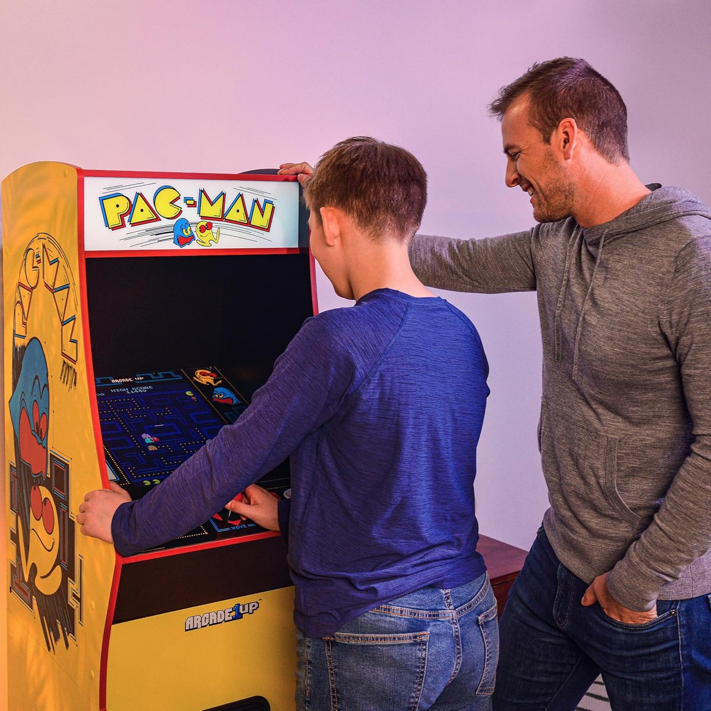 Arcade1Up PAC-MAN Deluxe Arcade Machine, built for your home, with 5-foot-tall full-size stand-up cabinet, 14 classic games, and 17-inch screen