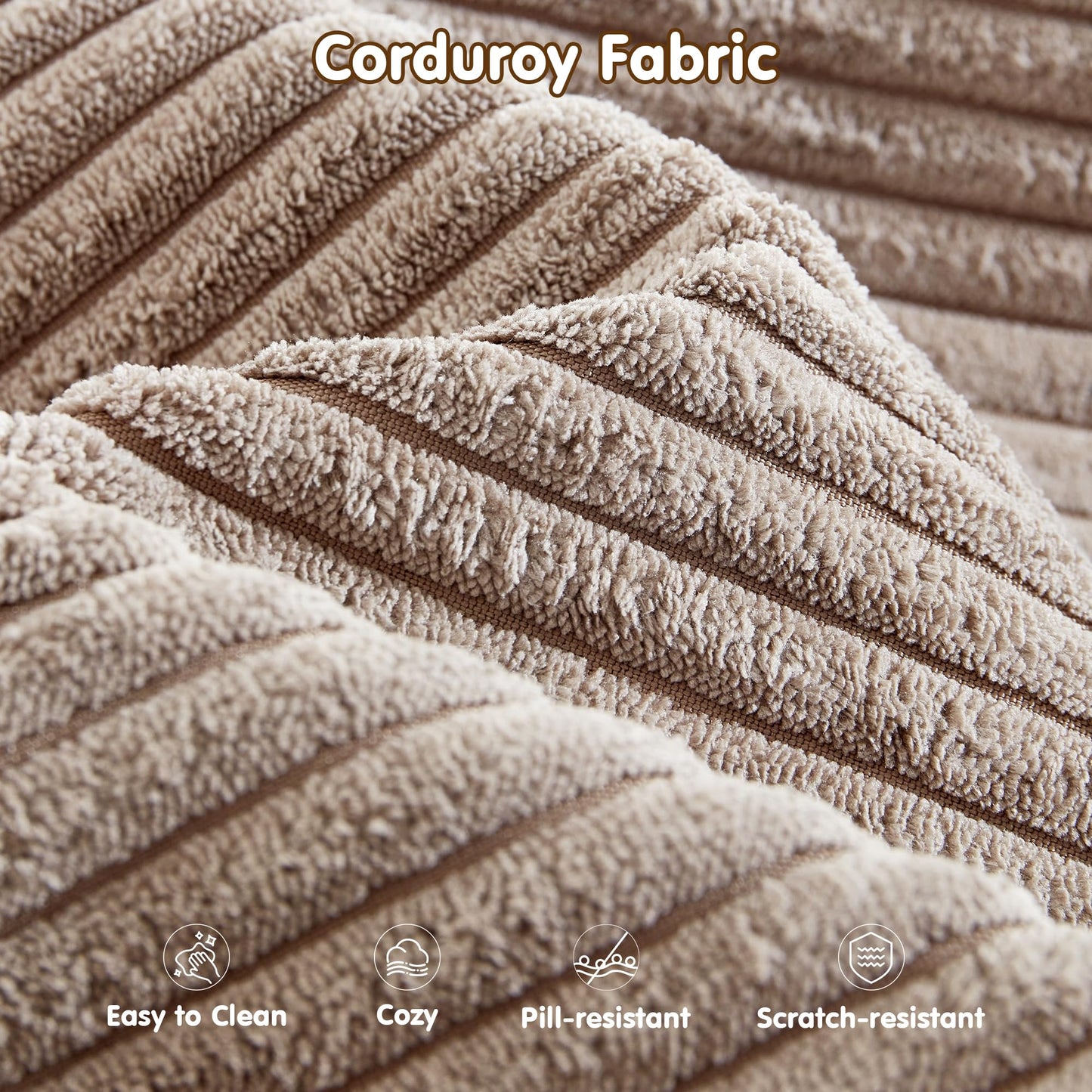 ovios 104" Cloud Sectional Couch with L-Shape Chaise,Modern Modular Sofa with Deep Seat, Upholstered Couches for Living Room Bedroom,No Assembly Required, Black (Corduroy Fabric)